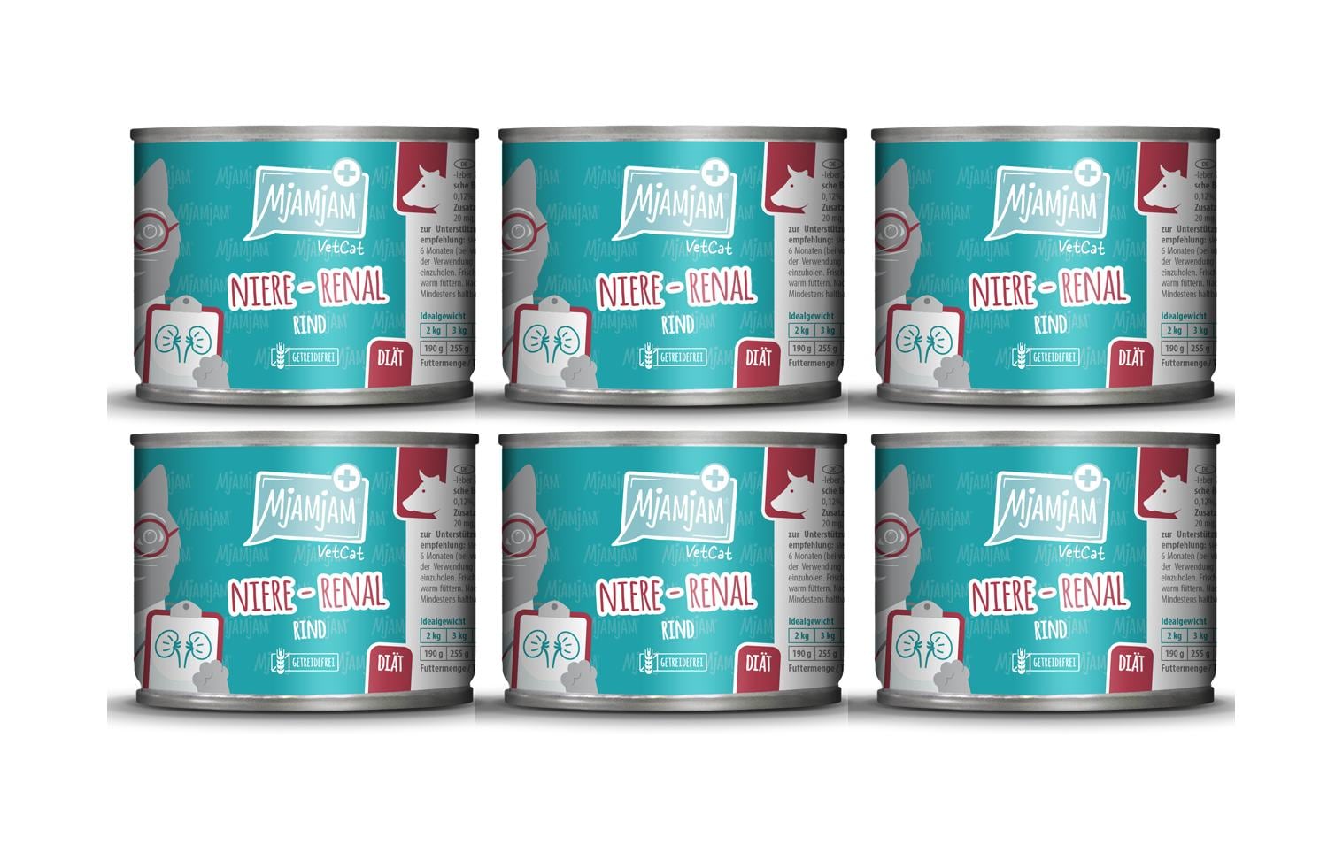 Mjamjam VetCat Diät 6x200g Kit Niere-Renal, Rind