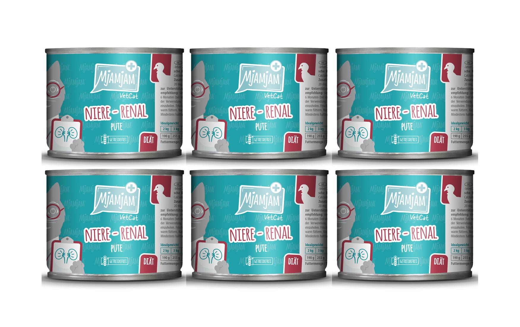Mjamjam VetCat Diät 6x200g Kit Niere-Renal, Pute