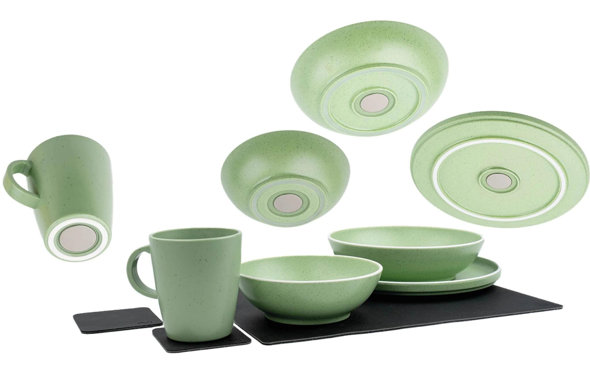 Silwy Kunststoff-Geschirr-Set Dolomit grün, 11teilig, silwy x Brunner
