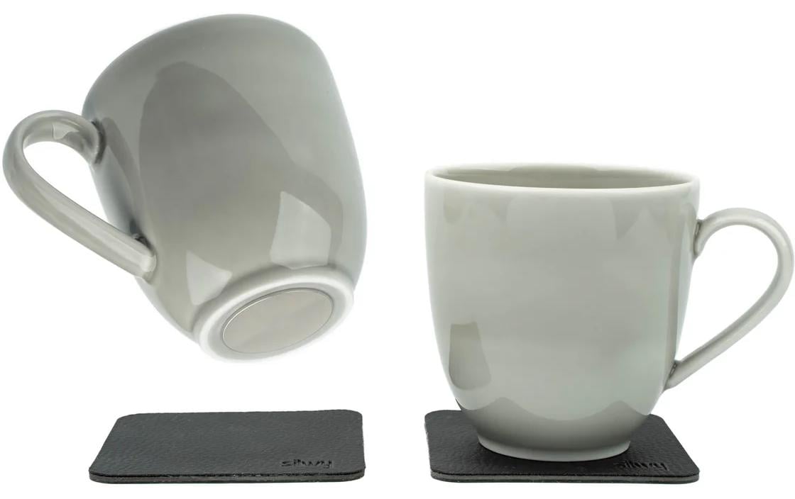 Silwy Magnet-Porzellan-Henkeltassen ash, 2er-Set