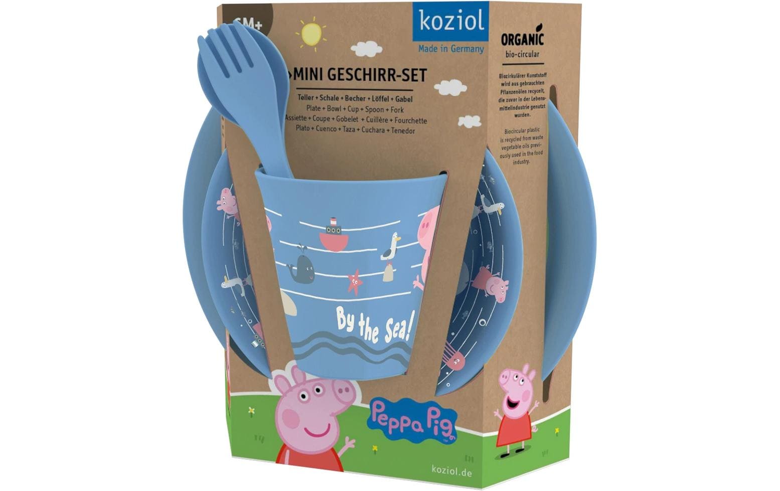 Koziol Geschirrset PEPPA PIG WAVES AT HOME 4er Set, powder blue