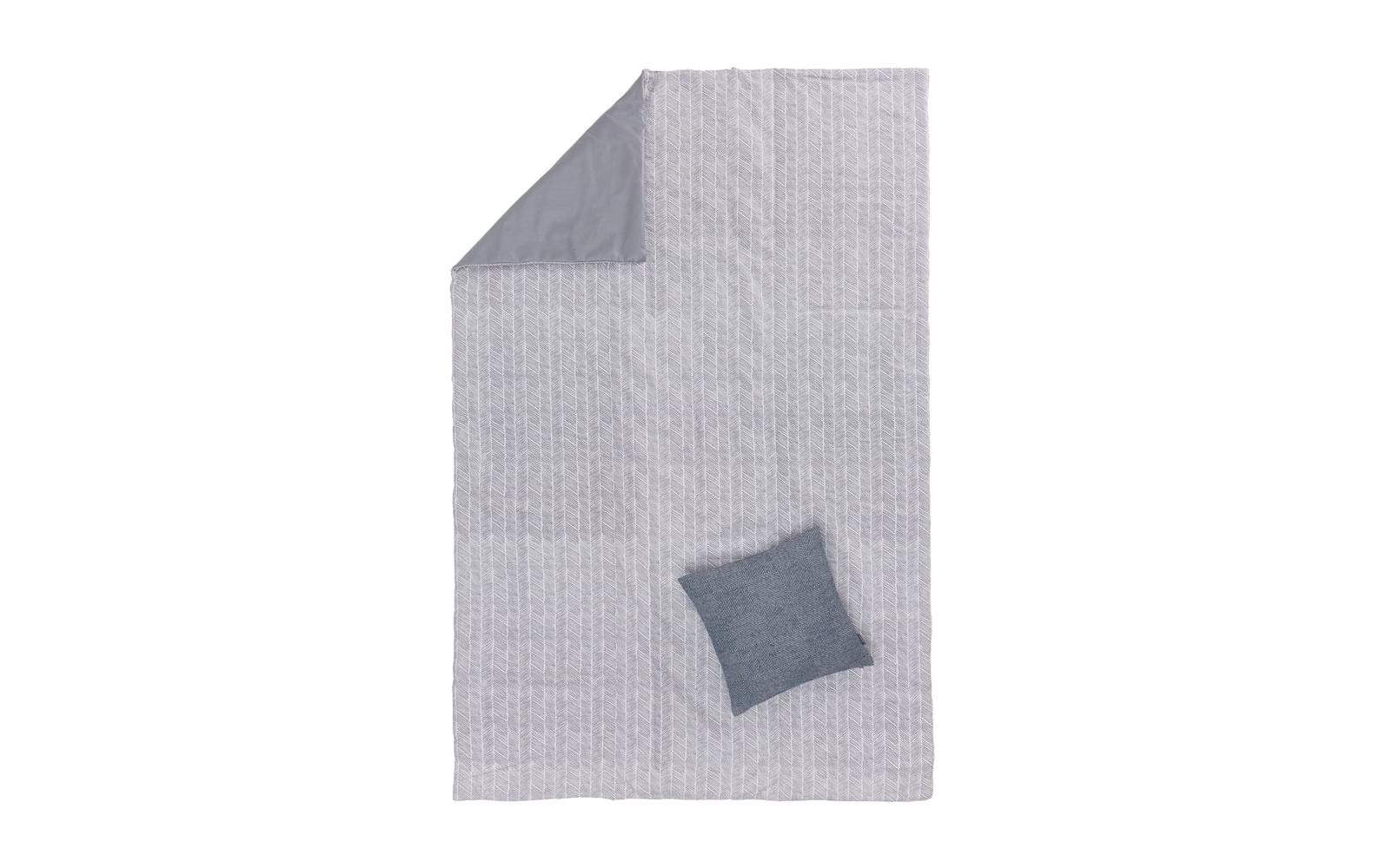 URBANARA Picknickdecke 190x130cm Mallur Taubenblau + Naturweiß