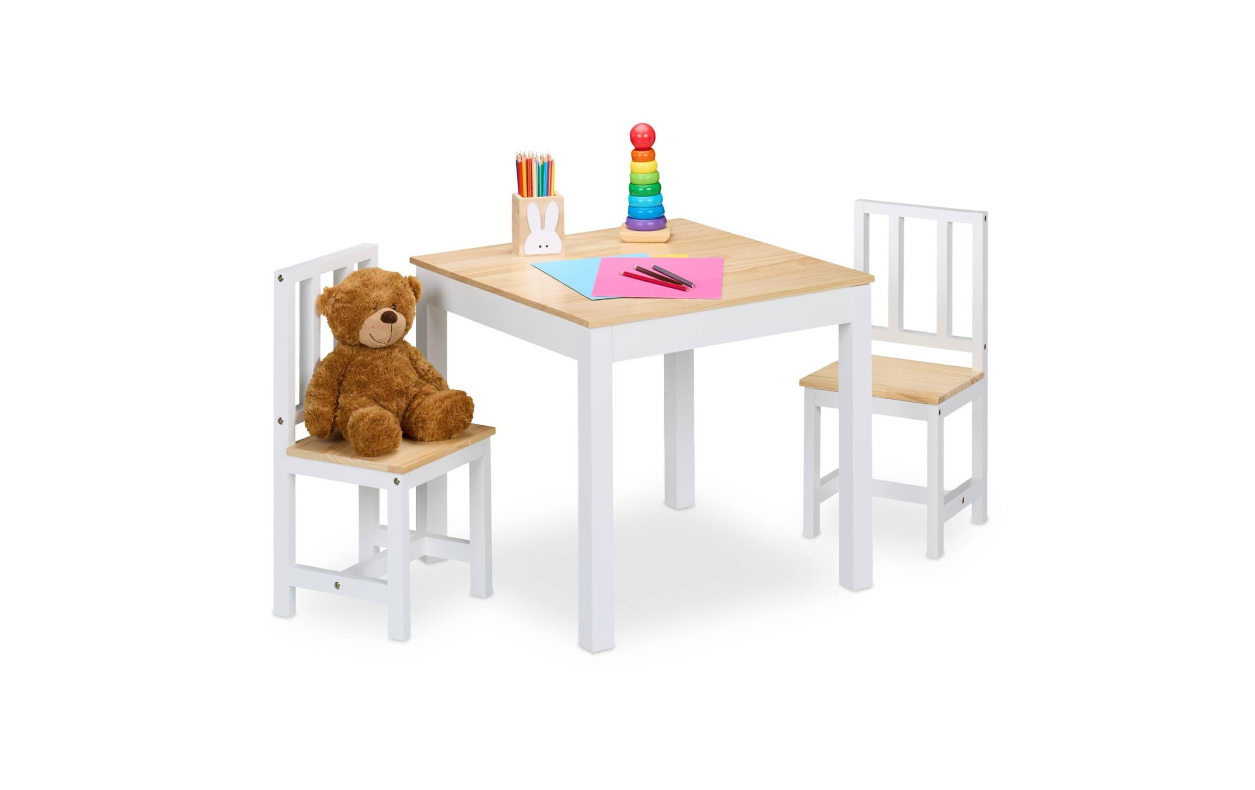 relaxdays Kindersitzgruppe 3-teilig MDF, Kiefernholz, China