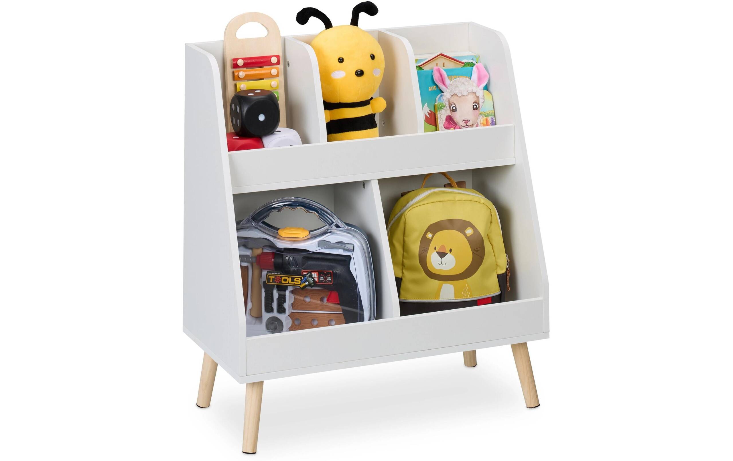 relaxdays Kinderregal mit 5 Fächern MDF, Kiefernholz, China