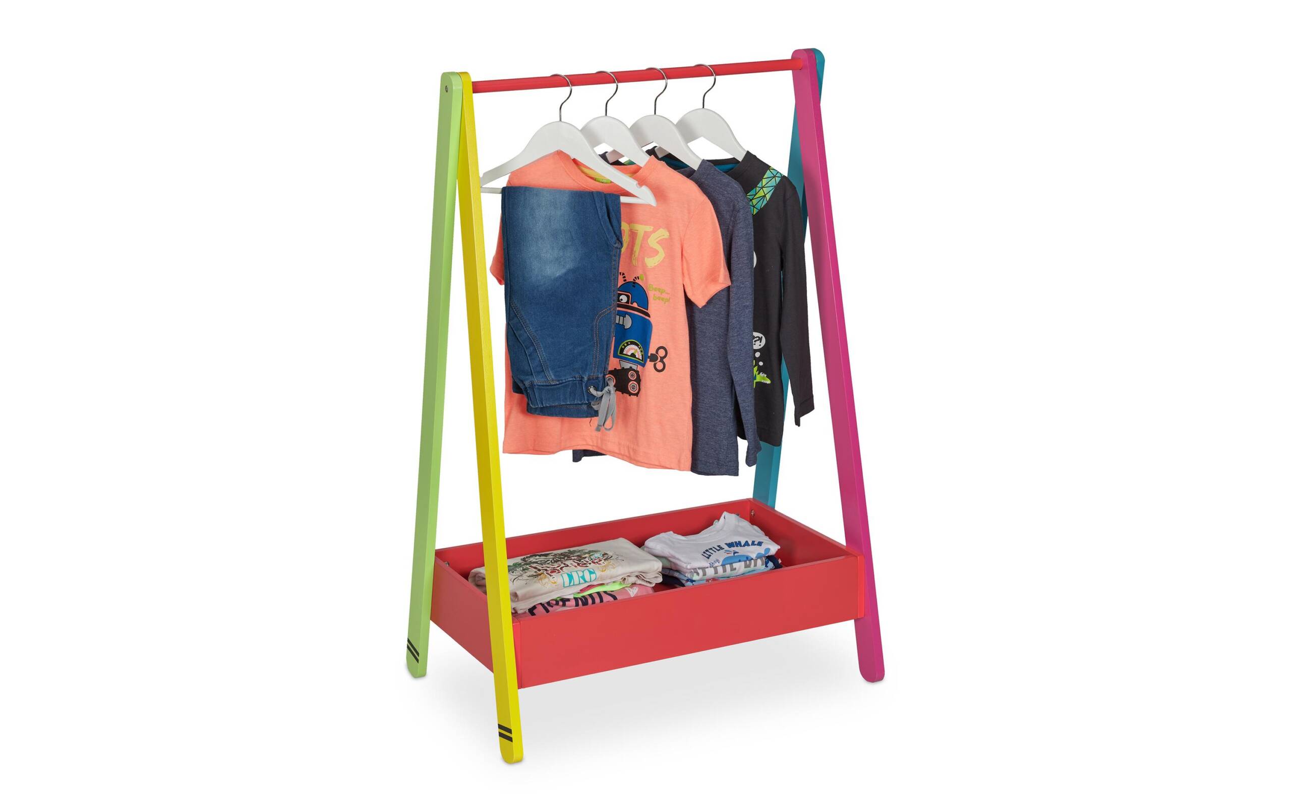 relaxdays Kleiderständer für Kinder MDF, Kiefernholz, China, Bunt