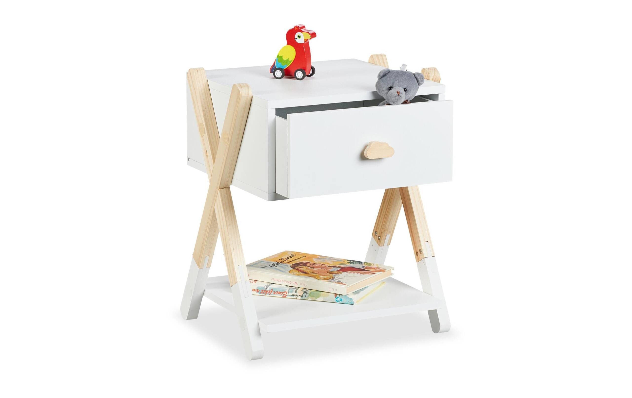 relaxdays Nachttisch für Kinder MDF, Kiefernholz, China