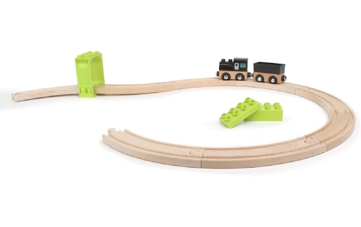 NOPPI Eisenbahn 8 grosse Kurvenschienen aus Holz