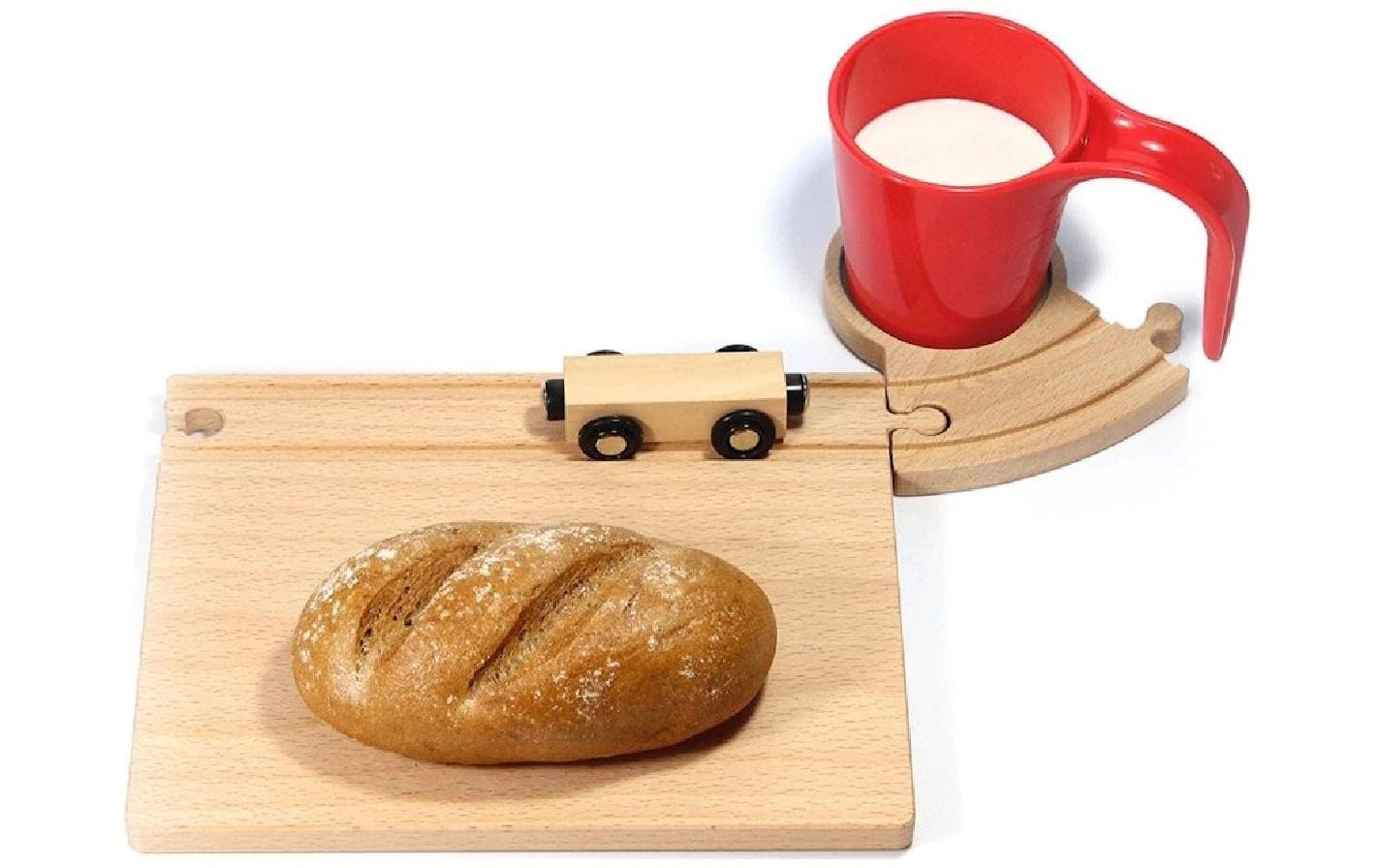 Eisenbahn Frühstücks-Set rote Tasse-Tunnel kompatibel mit Brio & Co.