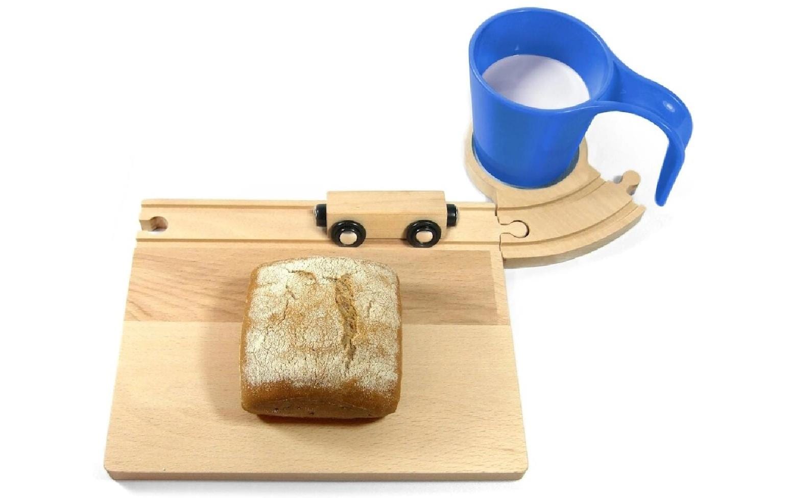 Eisenbahn Frühstücks-Set blaue Tasse-Tunnel kompatibel mit Brio & Co.