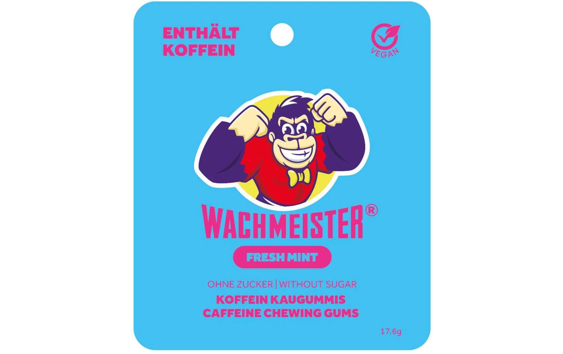 Wachmeister Koffein Kaugummi Minze Enthält 8Stk Kaugum, 30 mg Koffein pro Stk.