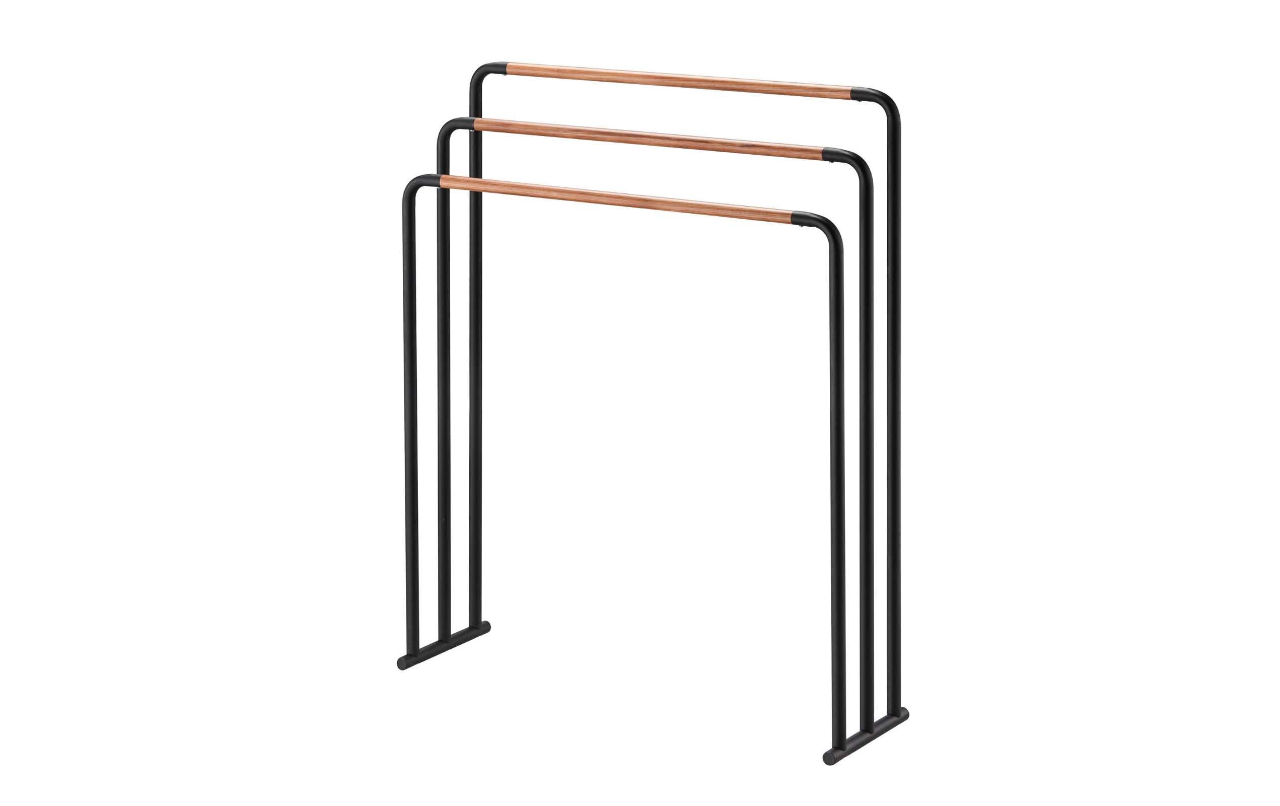 Yamazaki Handtuchständer PLAIN Stahl/MDF, B 70 x T 19 x H 83 cm, Schwarz