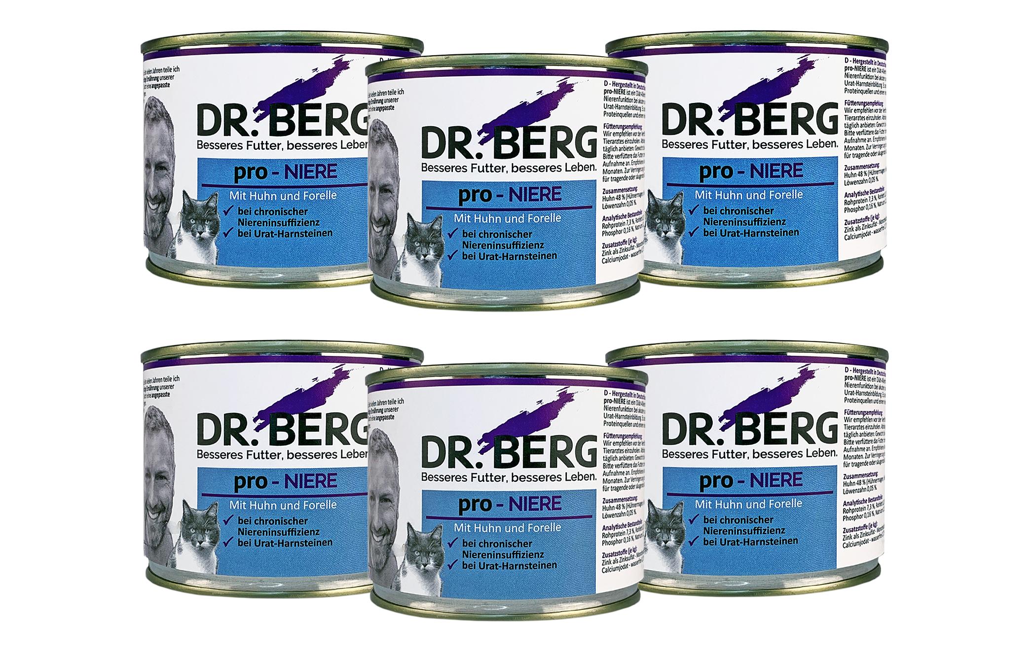 Dr. Berg pro-Niere Katze Huhn+Forelle KIT 6x200g