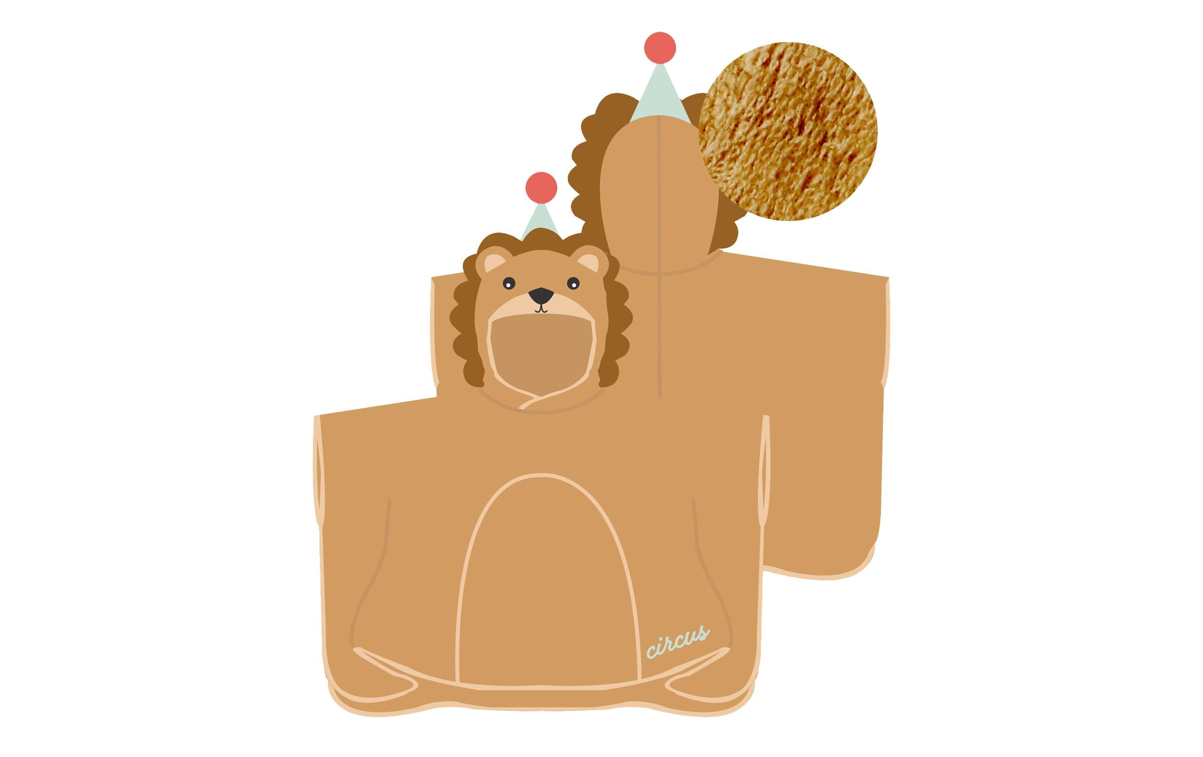 ChicMic Kinder Poncho - Lion 58x95cm, 100% Bio BW, mit Kapuze