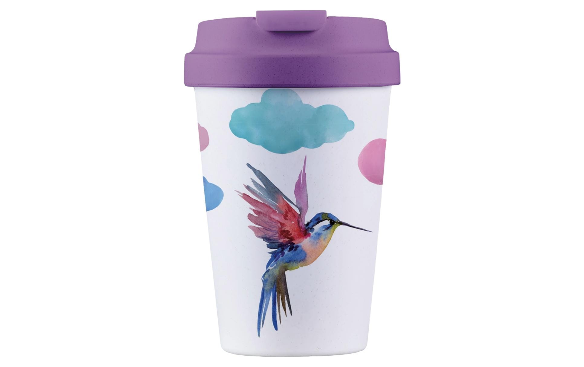 bioloco Kaffeebe. Easy Cup-Watercolor bird 350ml, wiederverschliessbarer Deckel