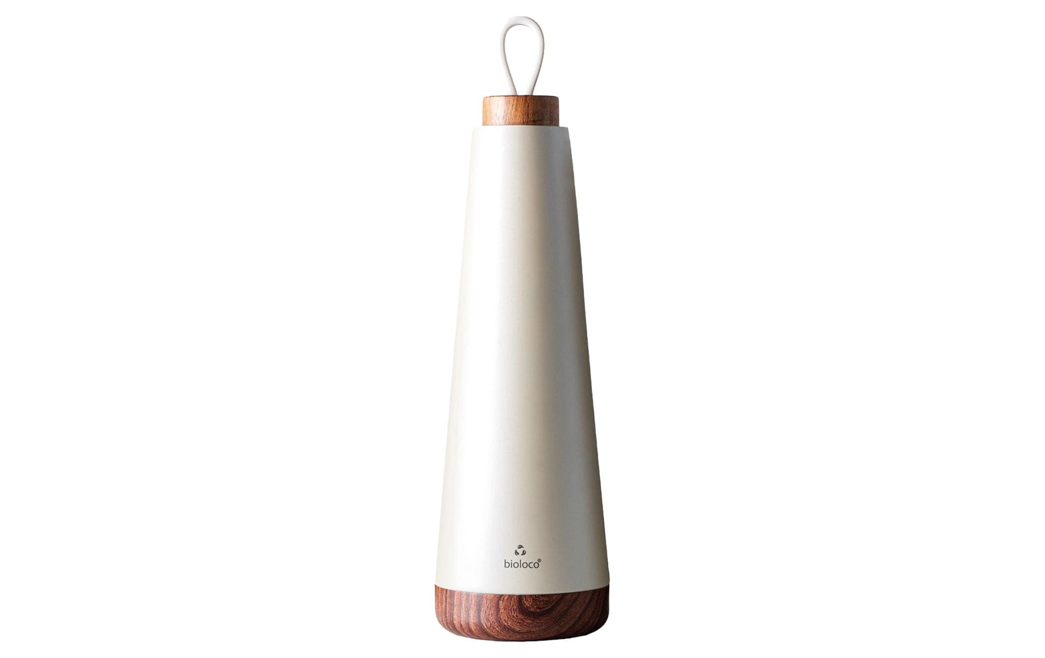 bioloco Thermoflasche loop grande - Pearl 1000ml, Edelstahl, Holzdeckel