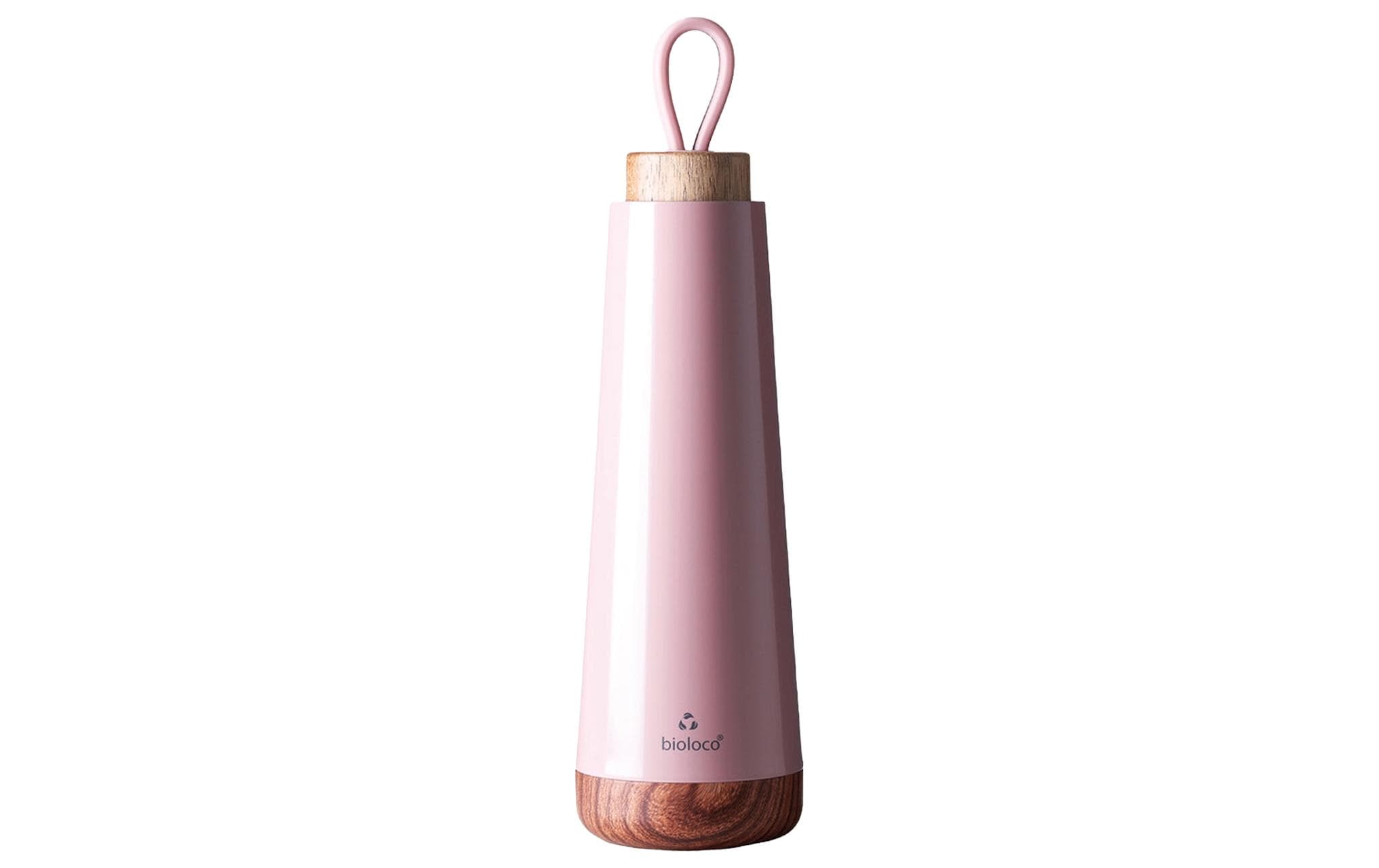 bioloco Thermoflasche Loop-Dusty rose 500ml , Edelstahl, Holzdeckel