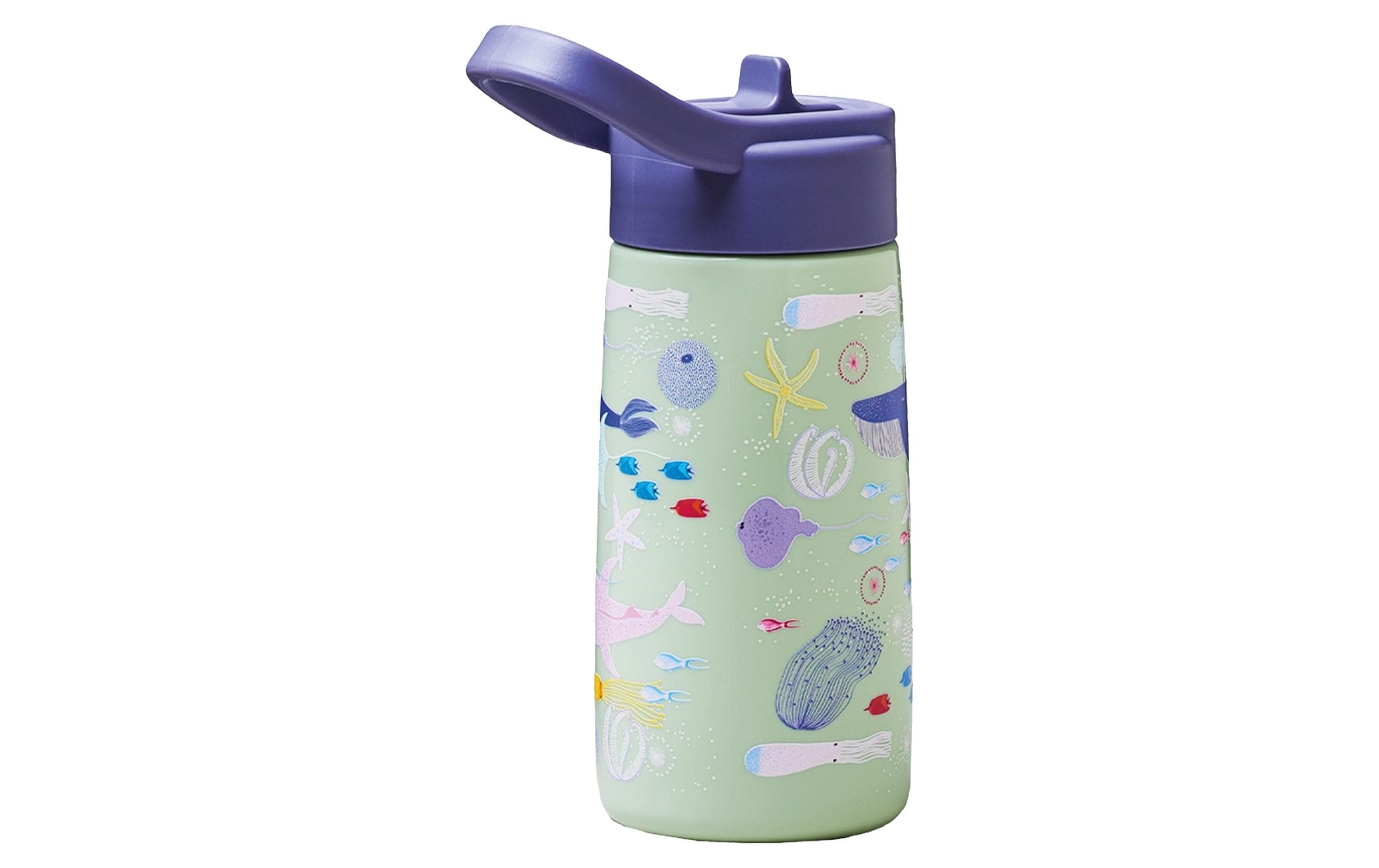 bioloco Kinderflasche - Aquatic life 350ml, mit Strohhalm, Reinigungsbürste