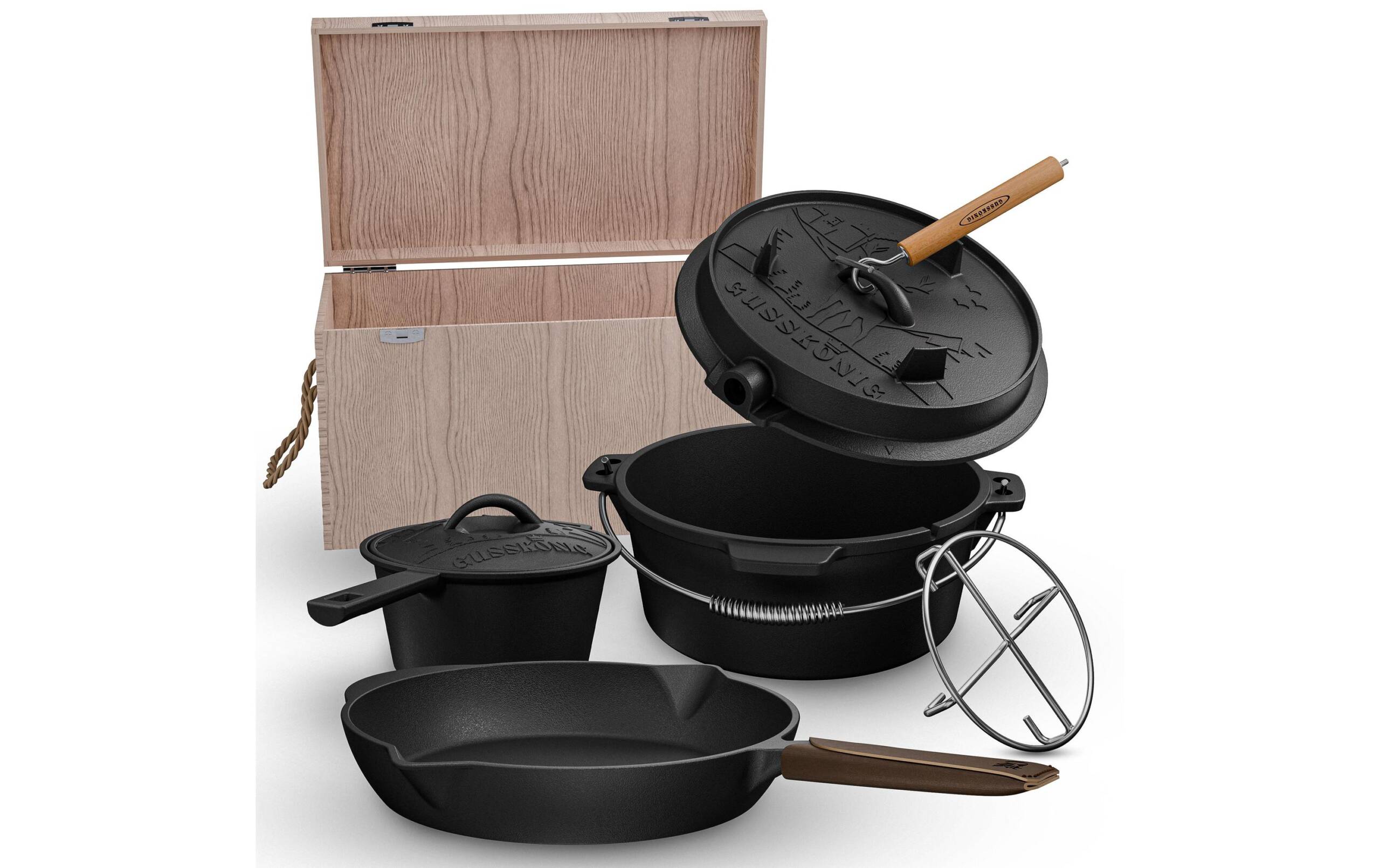 Gusseisen Set Holzbox 8-teilig