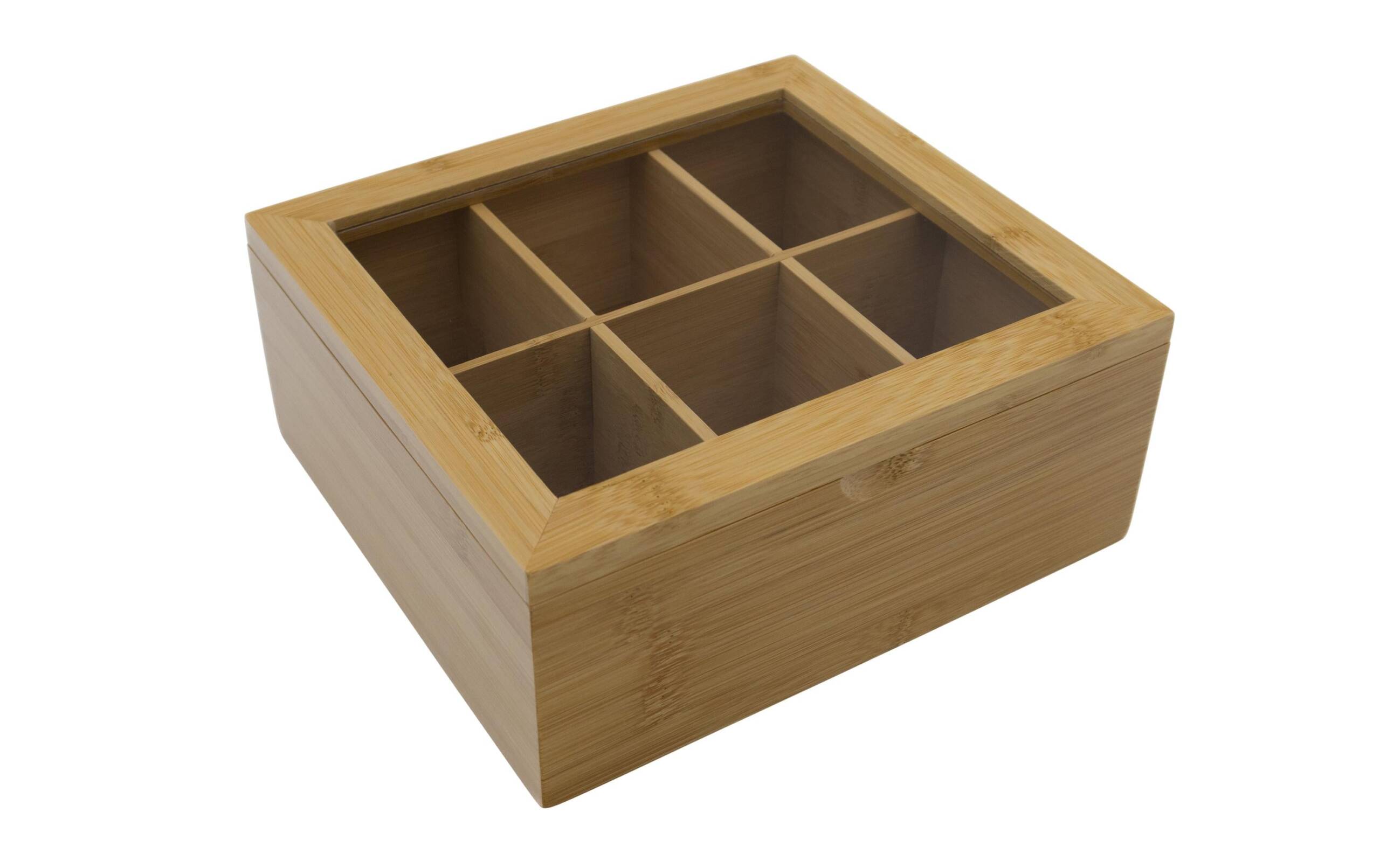 Stronghold Teabox Bambus mit 6 Teilen, 22 x 20 x 9cm