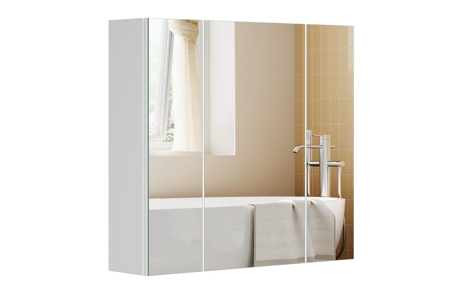 Vasagle Spiegelschrank, Weiss 60x15x55 cm (LxBxH), Holz, Glas