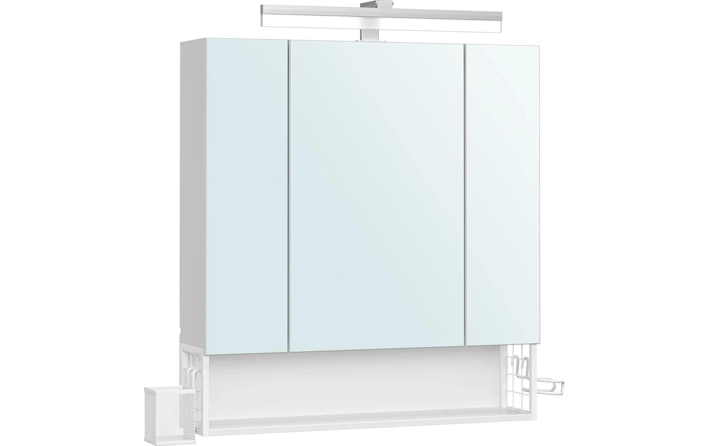 Vasagle Spiegelschrank, Weiss 70x16.5x75 cm (LxBxH), Holz, Glas