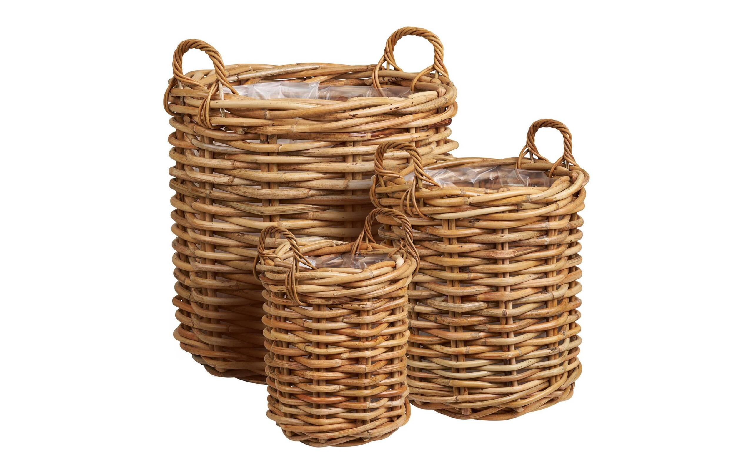 House Nordic Körbe Burton, 3er Set 38/50/62x36/43/53 cm (DxH), Rattan