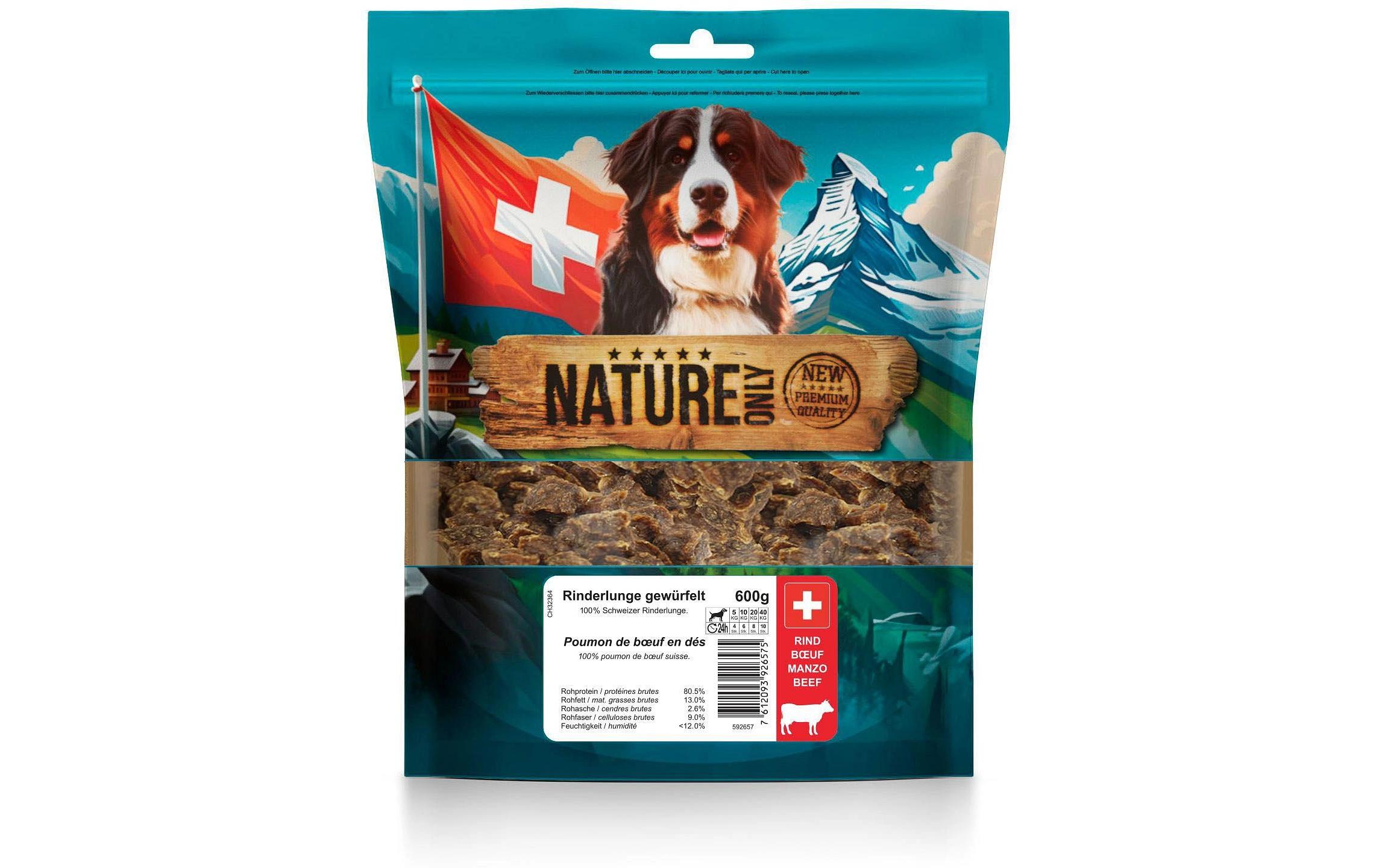 NatureOnly Rinderlunge gewürfelt 600g
