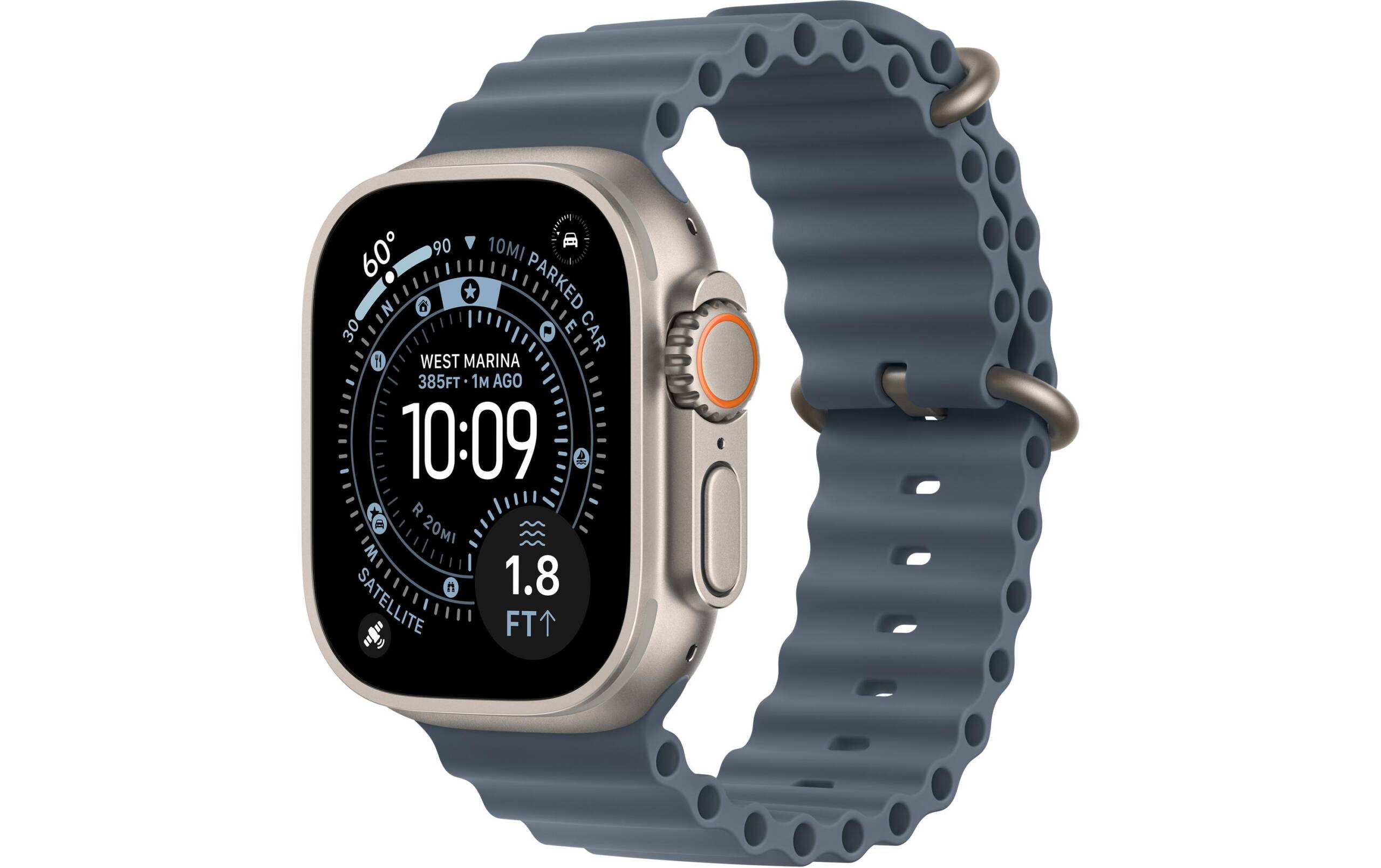 Apple Watch Ultra 3 2025 Natural Titanium mit Anchor Blue Ocean Band – Bild 2