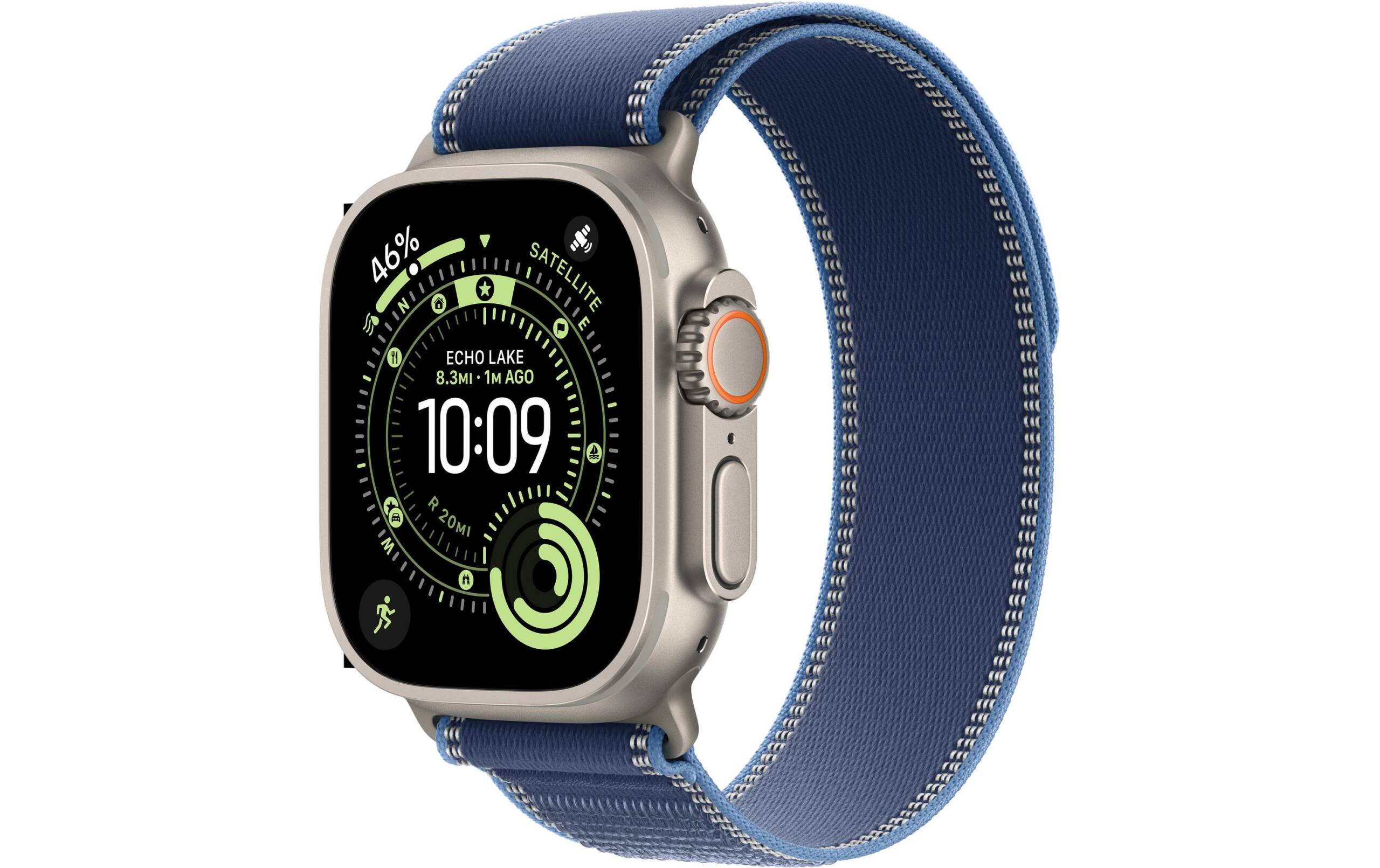 Apple Watch Ultra 3 2025 Natural Titanium mit Blue/Bright Trail Loop - S/M