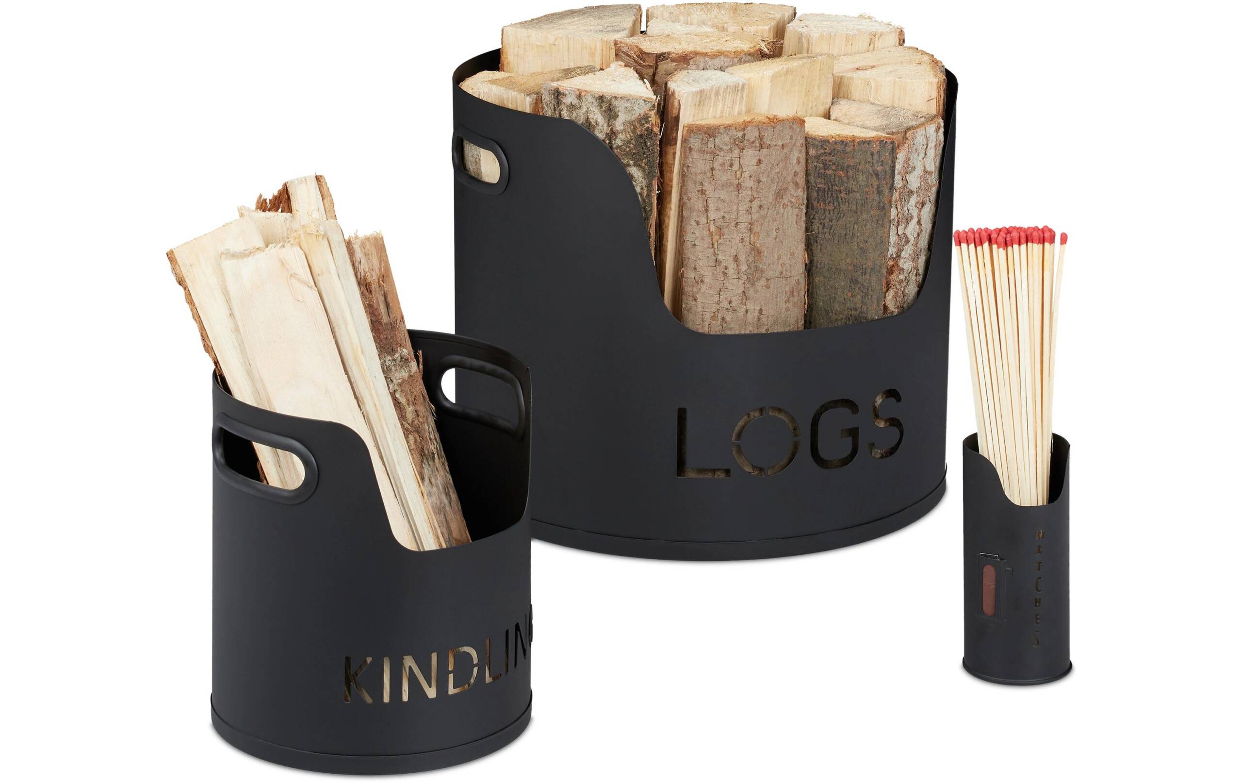 relaxdays Kaminholzkorb 3er Set