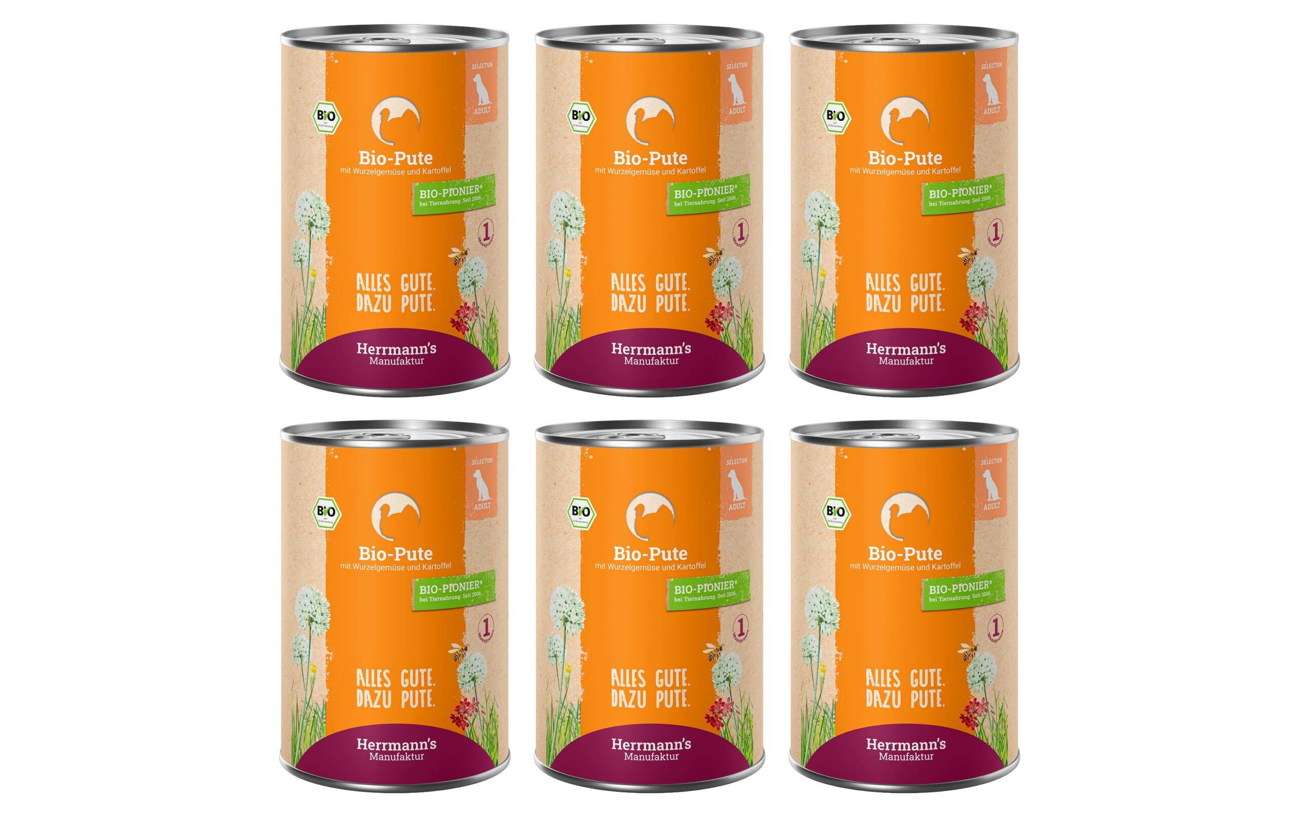Herrmanns Bio-Pute Adult 6x400g KIT – Bild 2