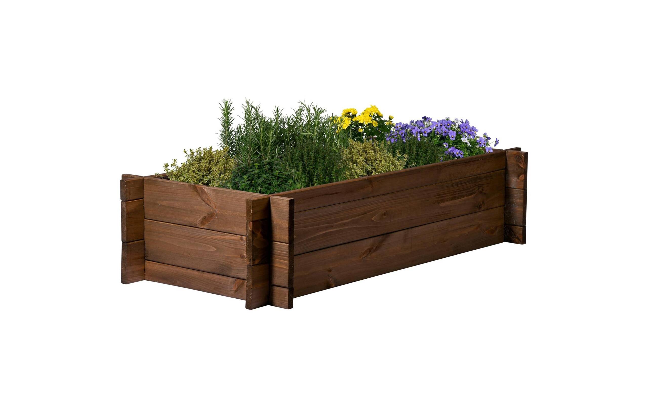 Steck-Hochbeet Massivholz Gr. M., aus Holz, Dunkelbraun