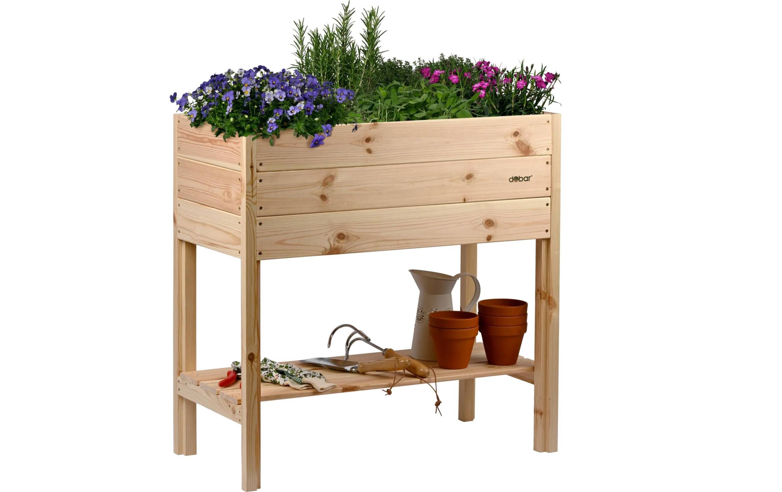 Hochbeet Florenz mit Ablageboden, Natur aus Holz