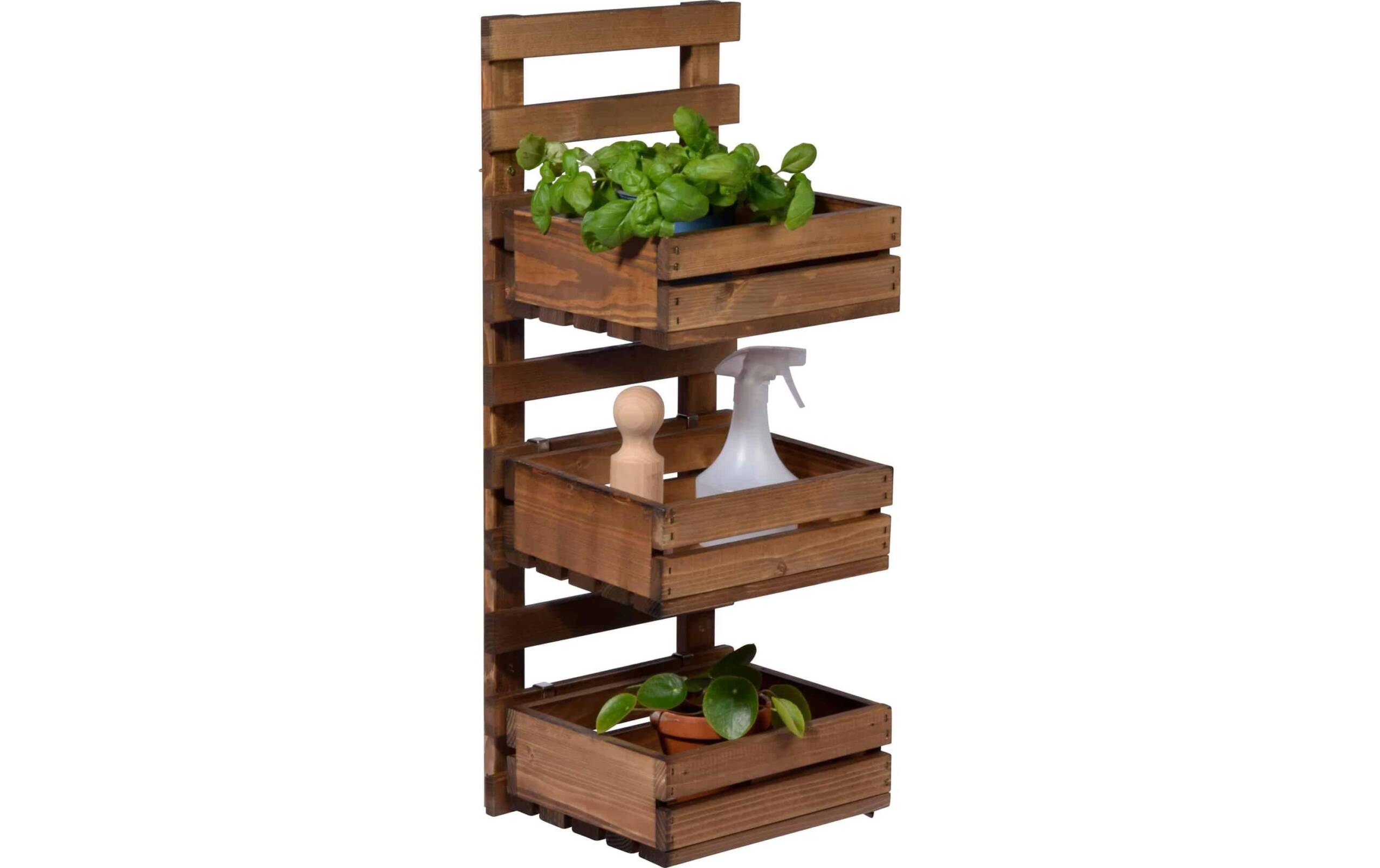 Flexibles 3-stufiges Wandregal, Braun aus Holz