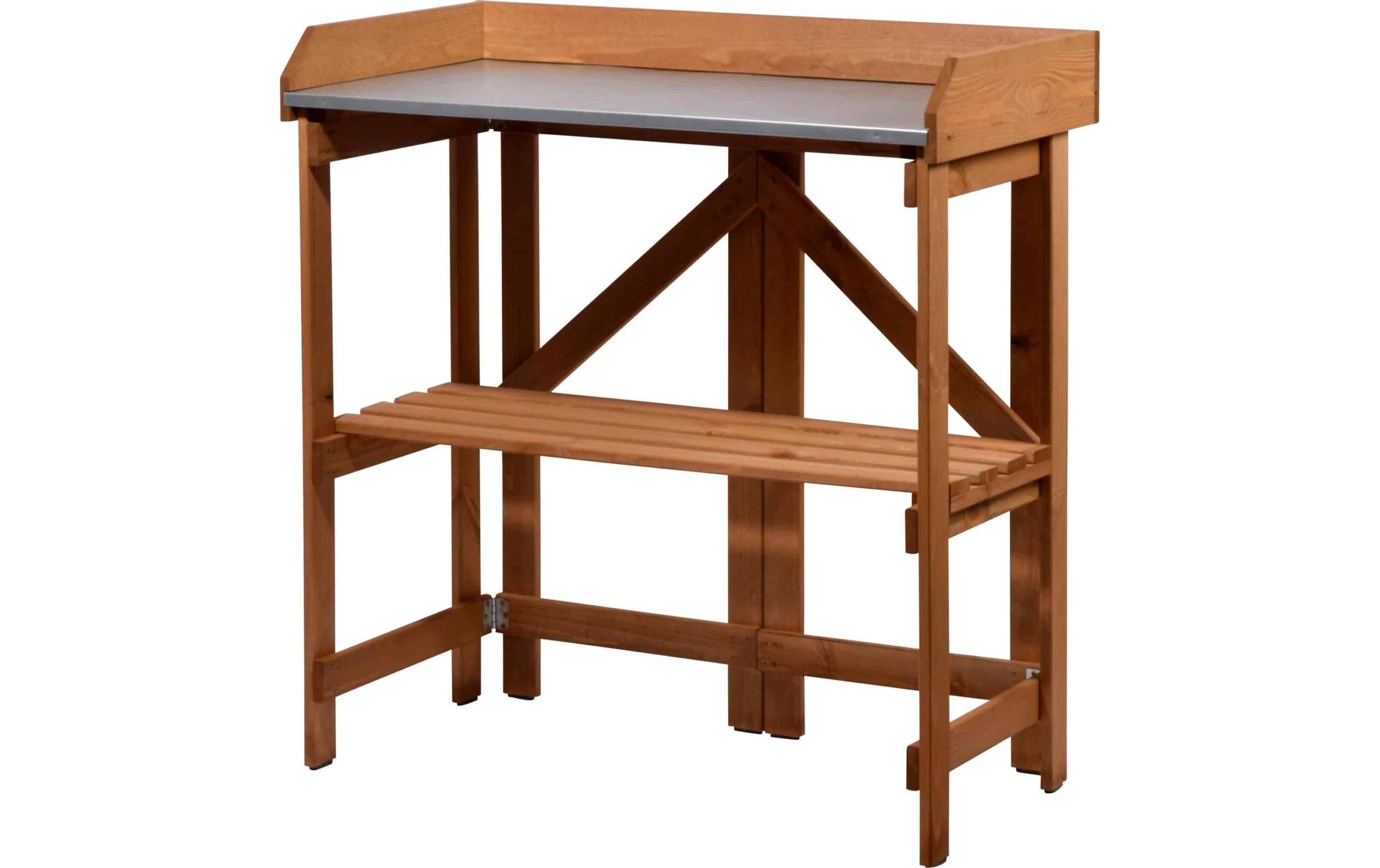 Faltbarer Pflanztisch mit Ablage, Braun aus Holz