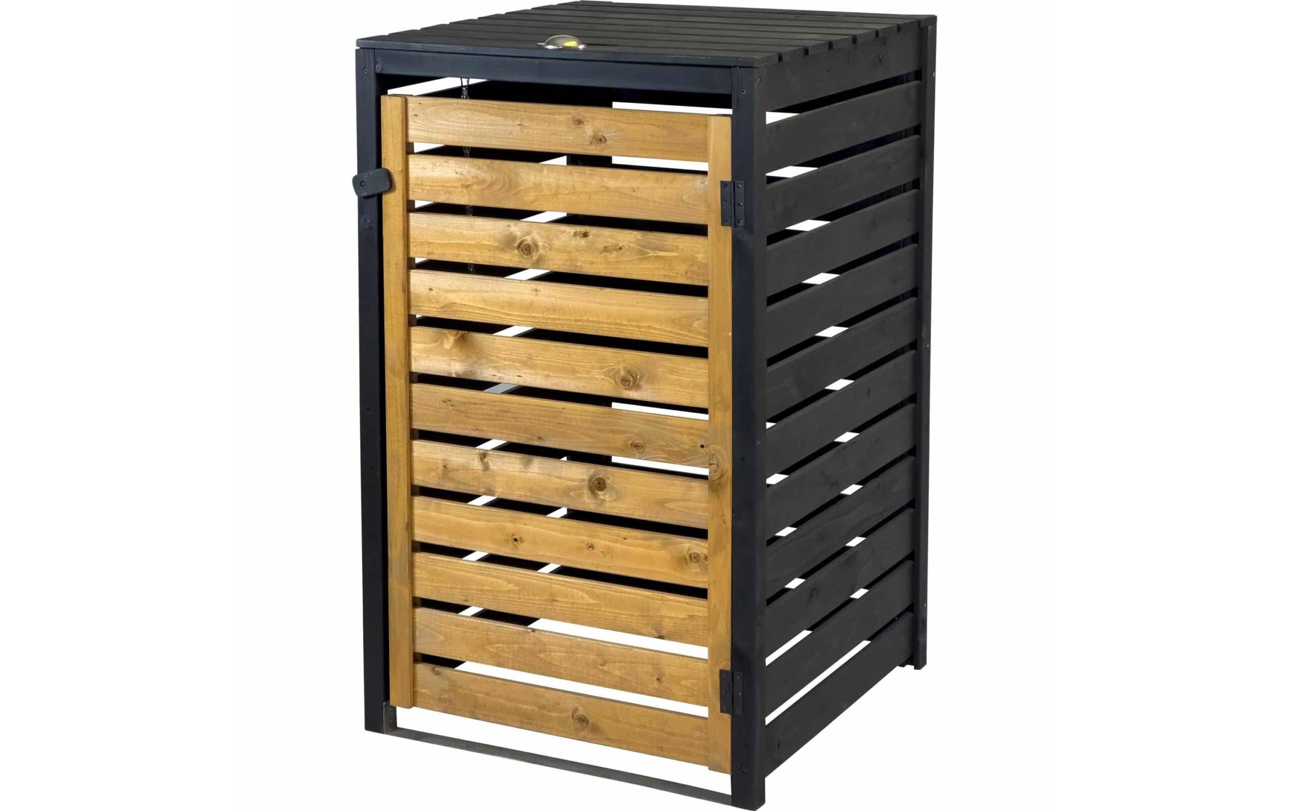 Mülltonnenverkleidung 120 L, aus Holz schwarz-braun