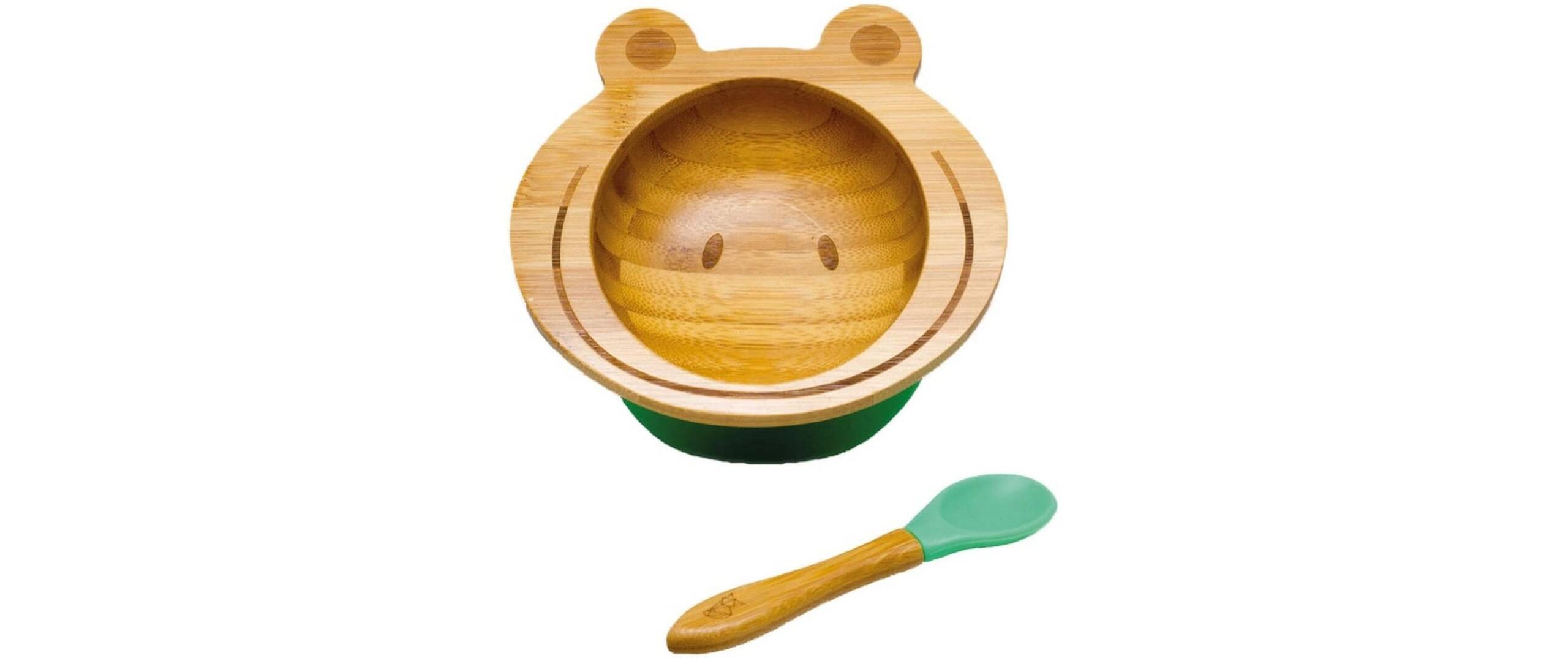 Kleinfuchs Babyteller Frosch Grün Bambus Geschirr Set