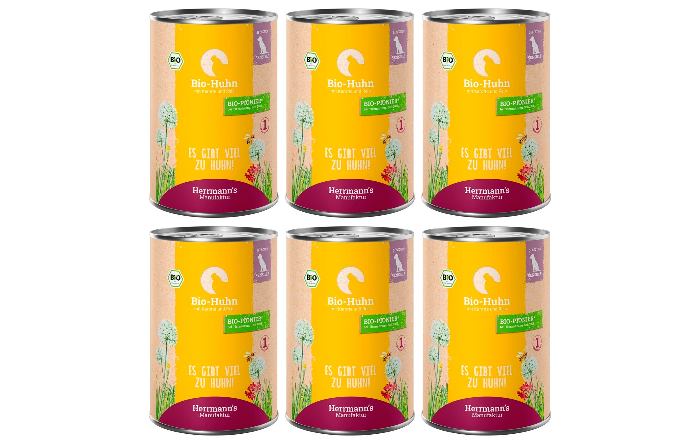 Herrmanns Dog Adult Sens. Bio Huhn Karotte 6x400g