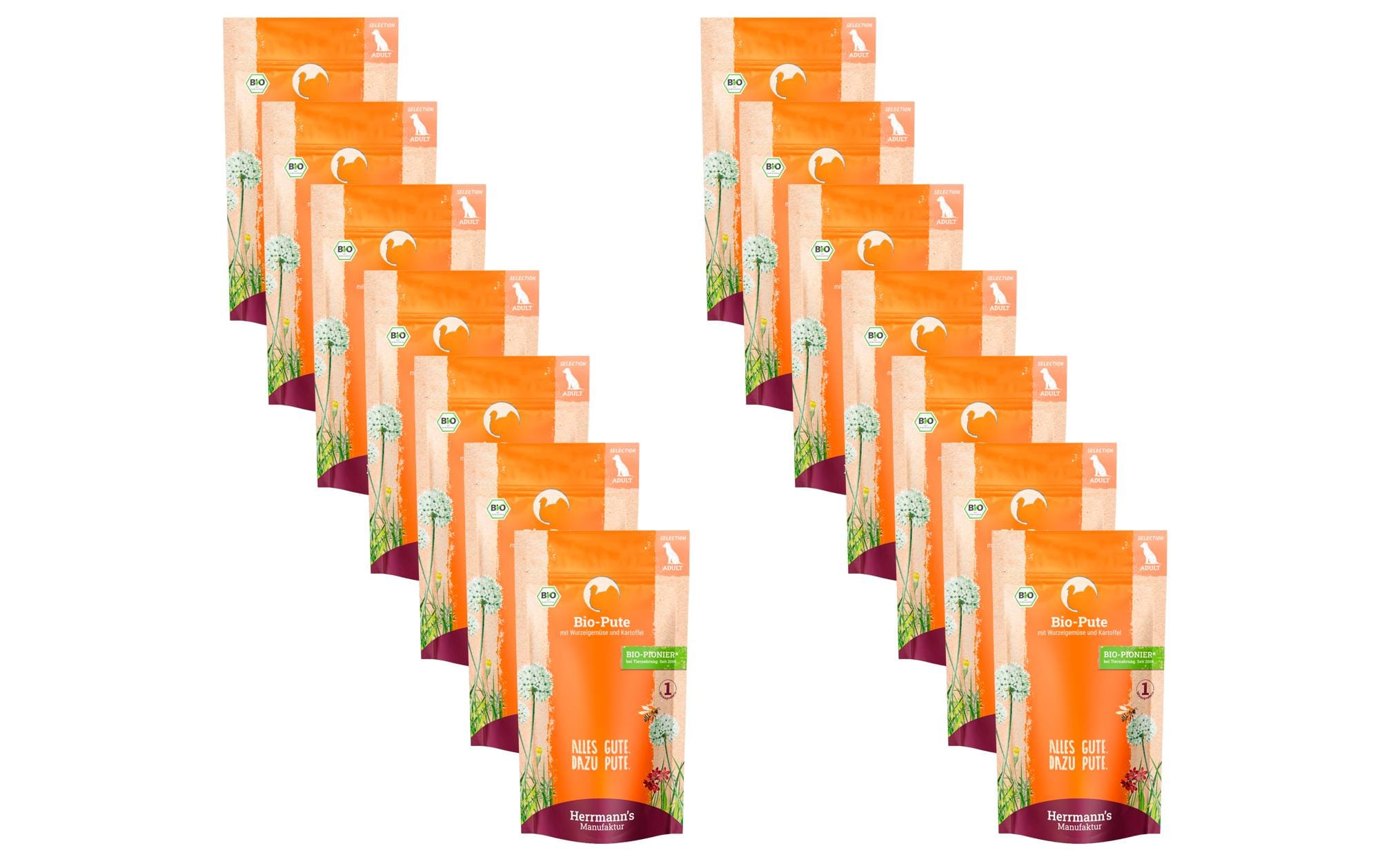 Herrmanns Dog Adult Bio Pute Wurzelgemüse 14x150g – Bild 2