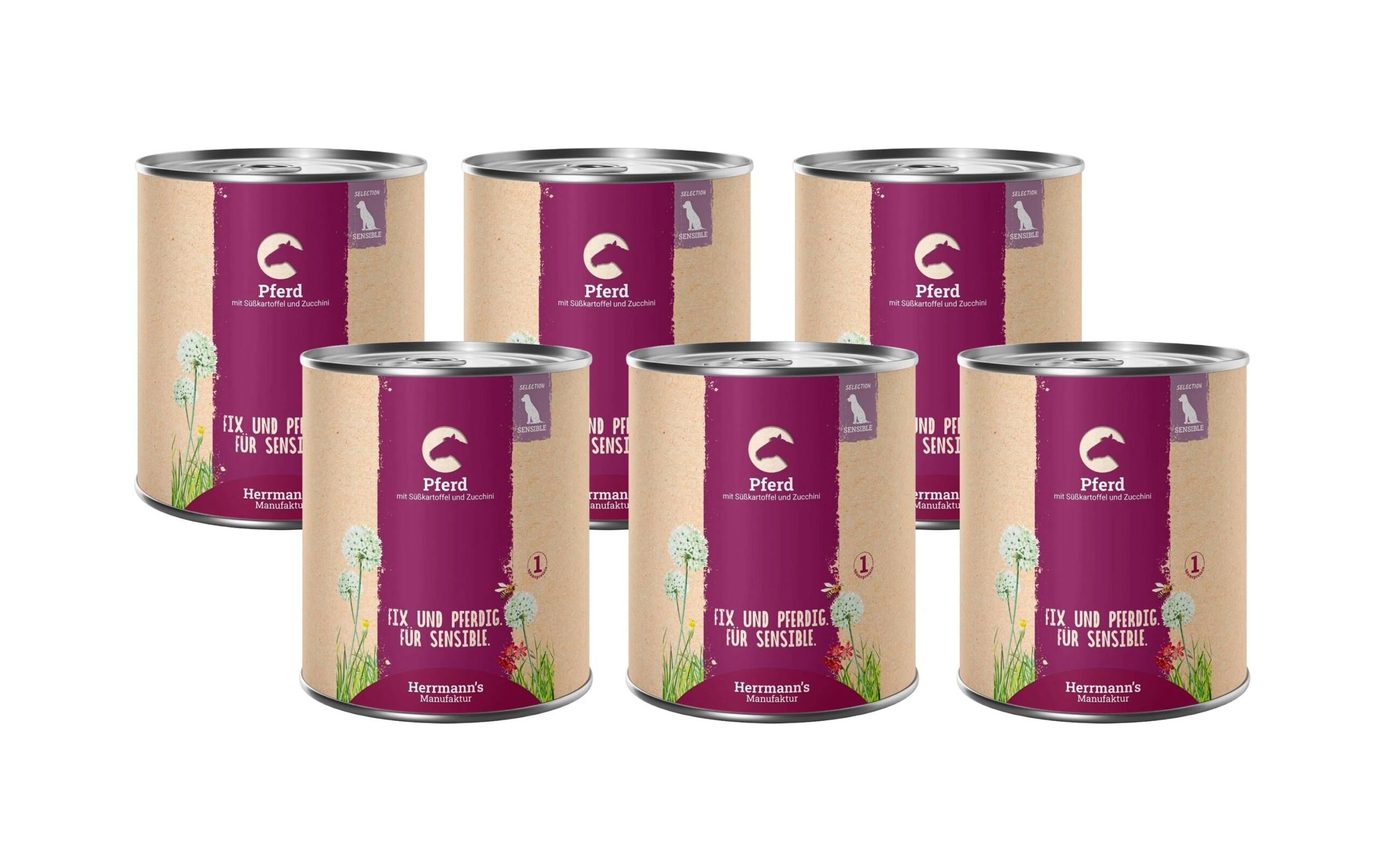 Herrmanns Dog Adult Sens. Pferd Süsskart. 6x800g