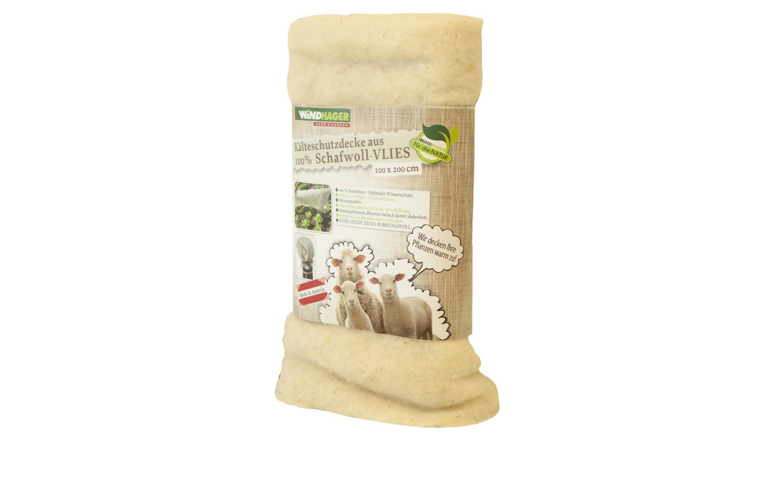Windhager Schafwoll-Vliesdecke 200x100cm, 100g/m2, natur