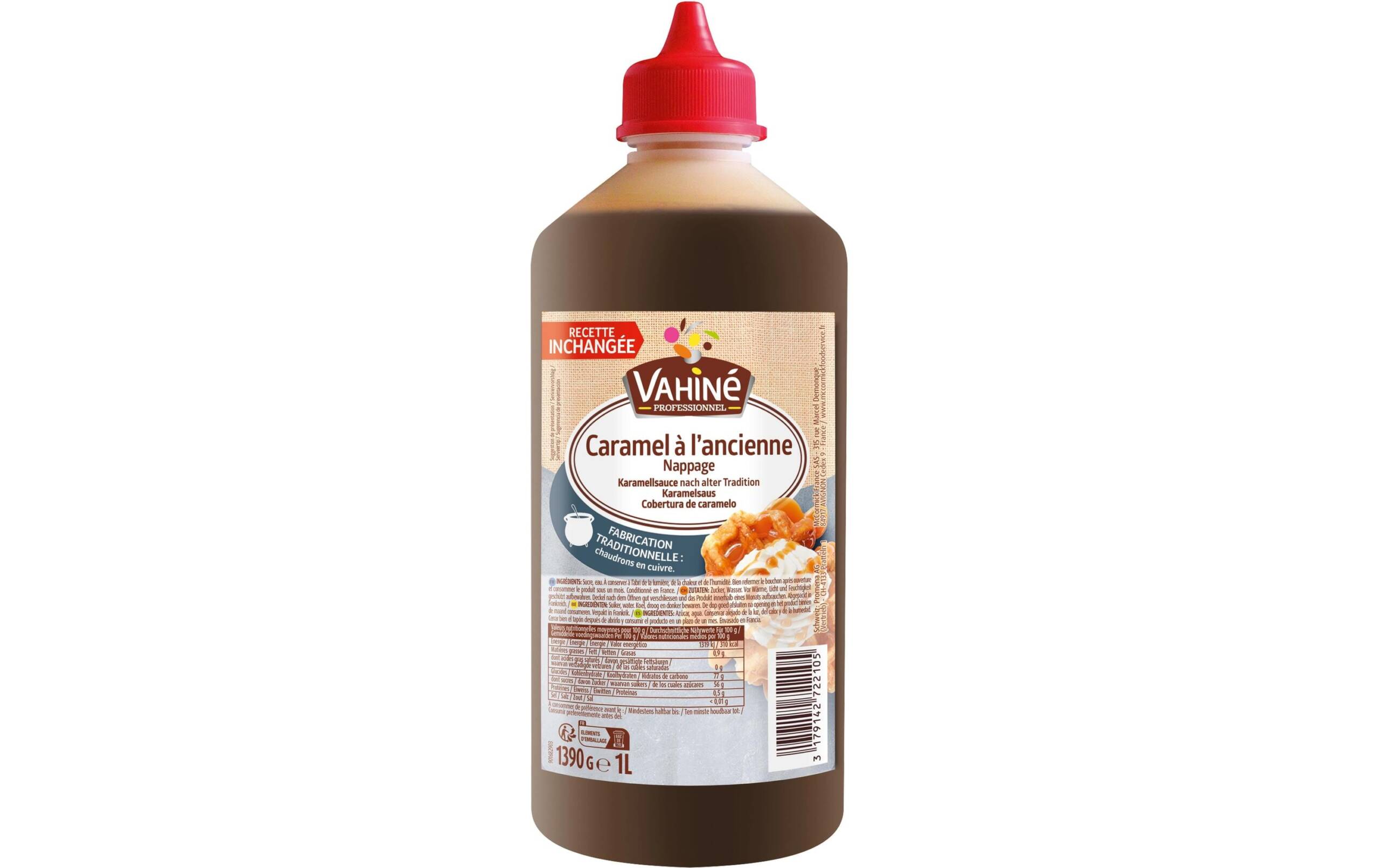 Vahiné Topping Karamell Traditionell 1kg, für Desserts, Crêpes und Glacés