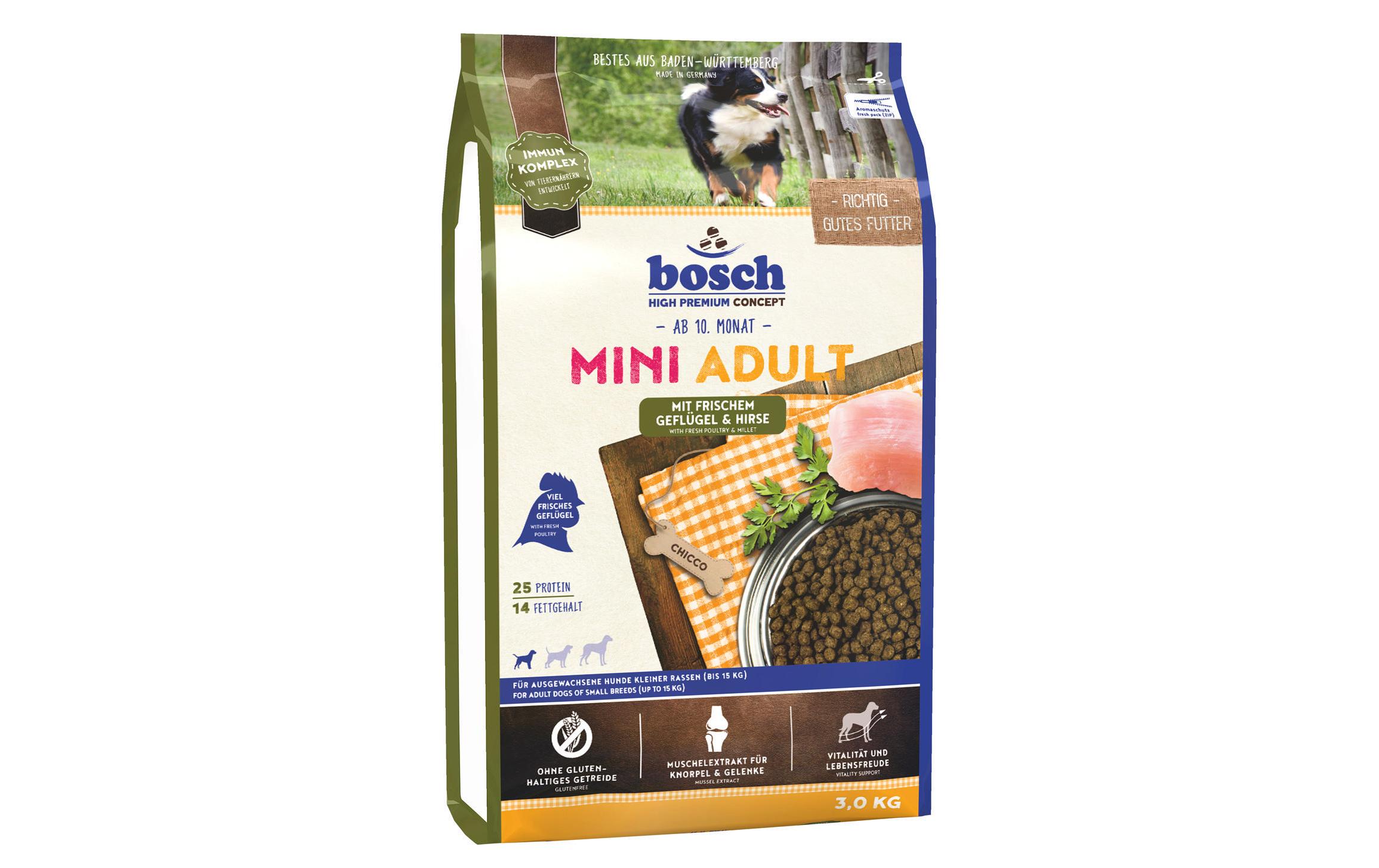 bosch Trockenfutter Mini Adult Geflügel & Hirse, 3kg