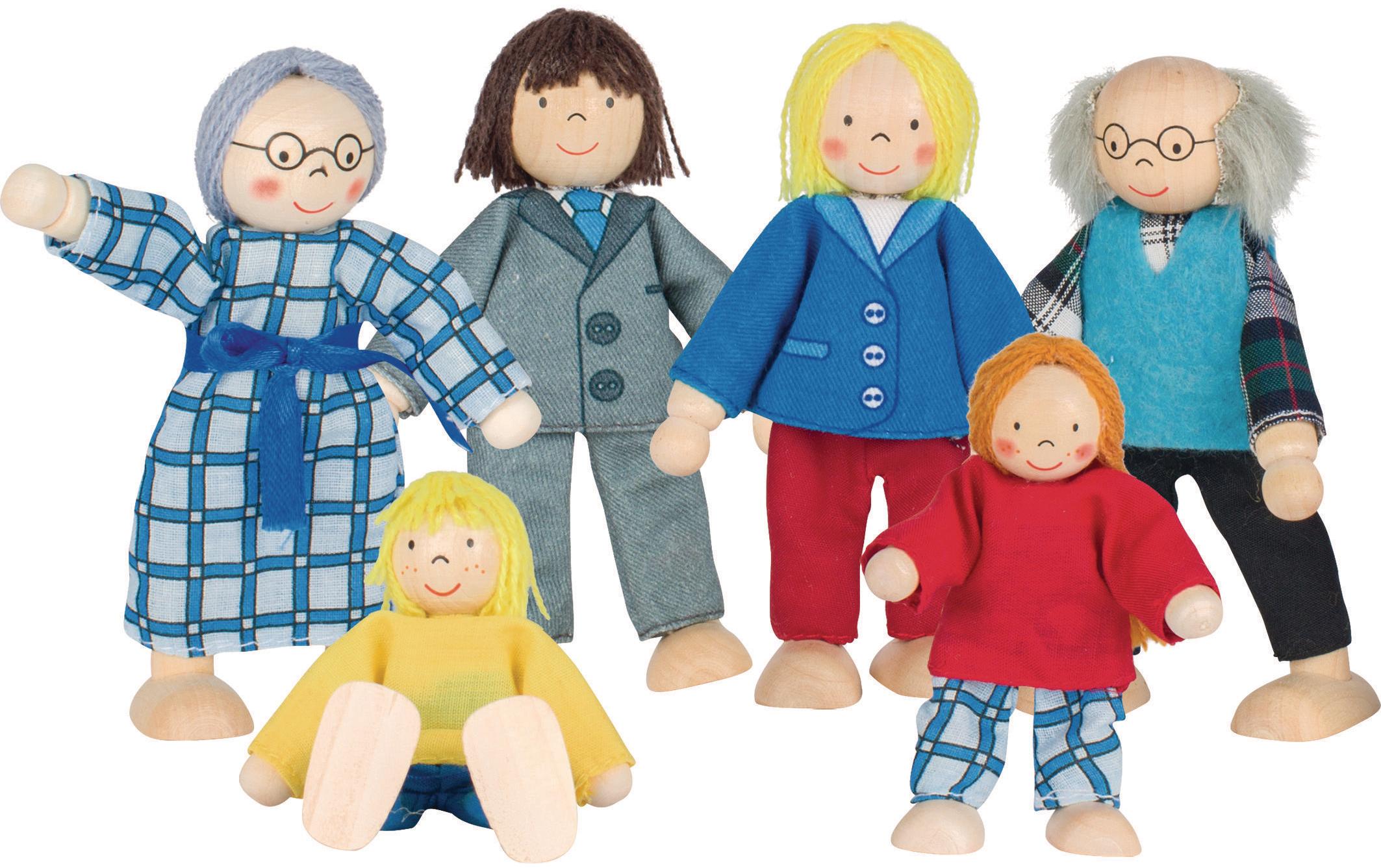 Biegepuppen City Familie H= 9-11 cm, Holz, 6 Teile