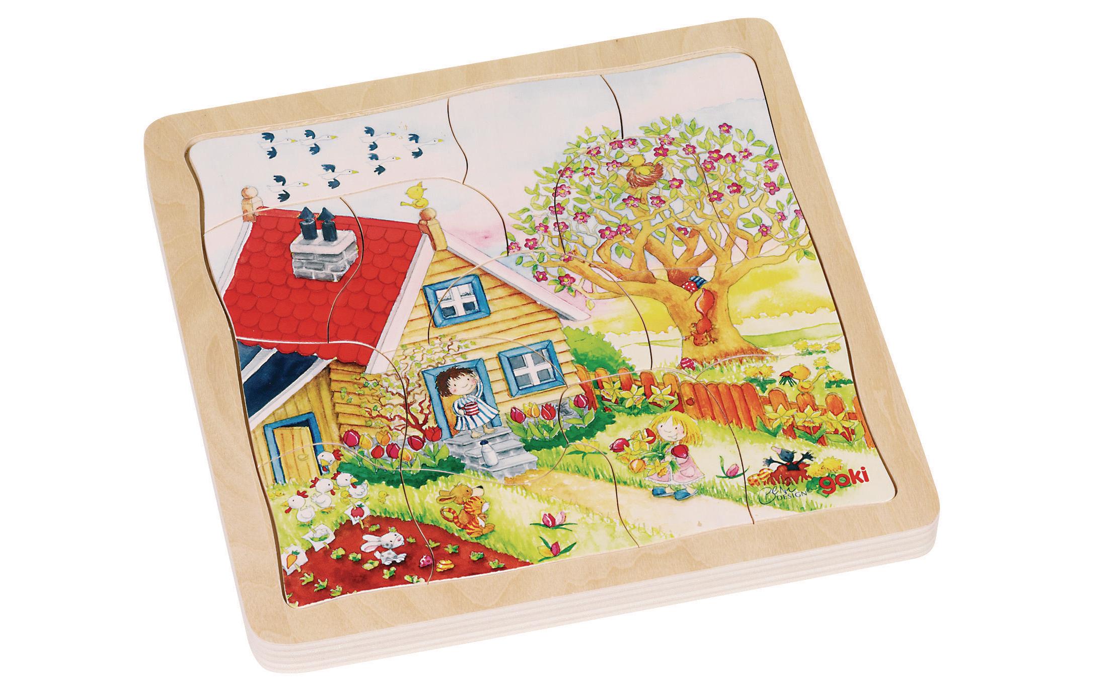 Schichtenpuzzle Jahreszeiten 20 x 20 x 1,5 cm, 4 Schichten, 54 Teile