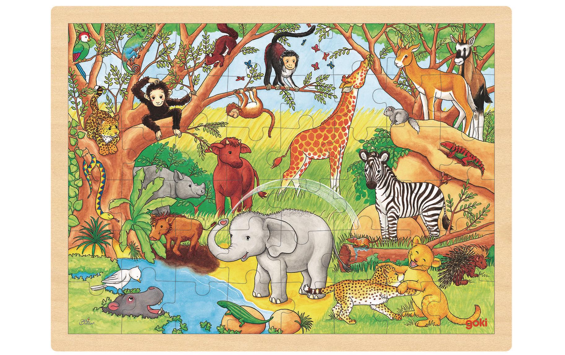 Einlegepuzzle Afrika 40 x 30 x 0,8 cm, Sperrholz, 48 Teile,