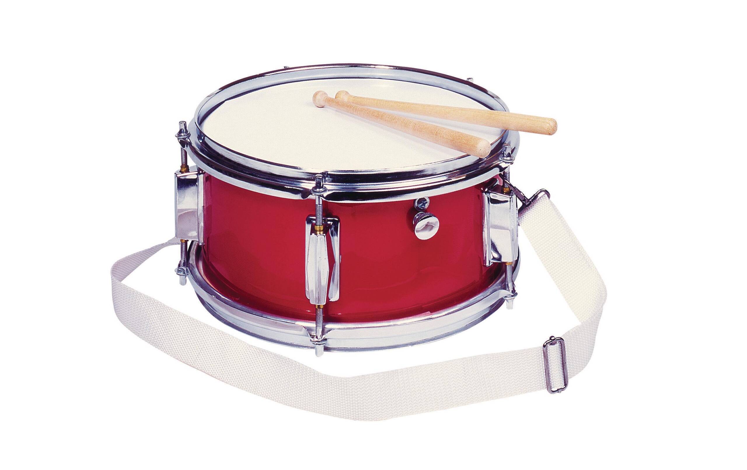Spielmannszugtrommel mit Snare H= 14 cm, Ø= 28 cm, Blech, rot,
