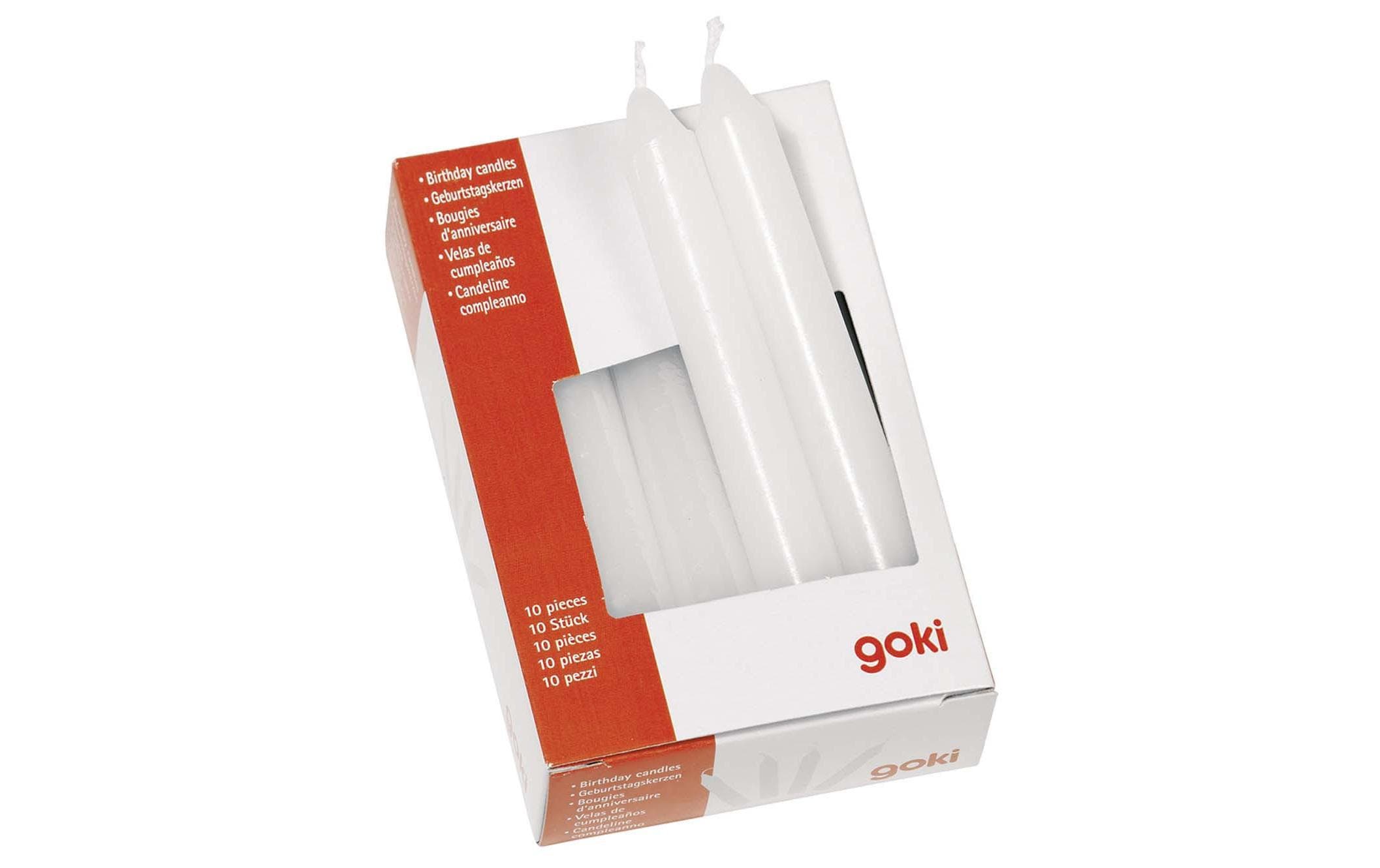 Goki Geburtstagskerzen-Set 10Stk. Höhe 10cm, Durchm. 1.3cm, Weiss