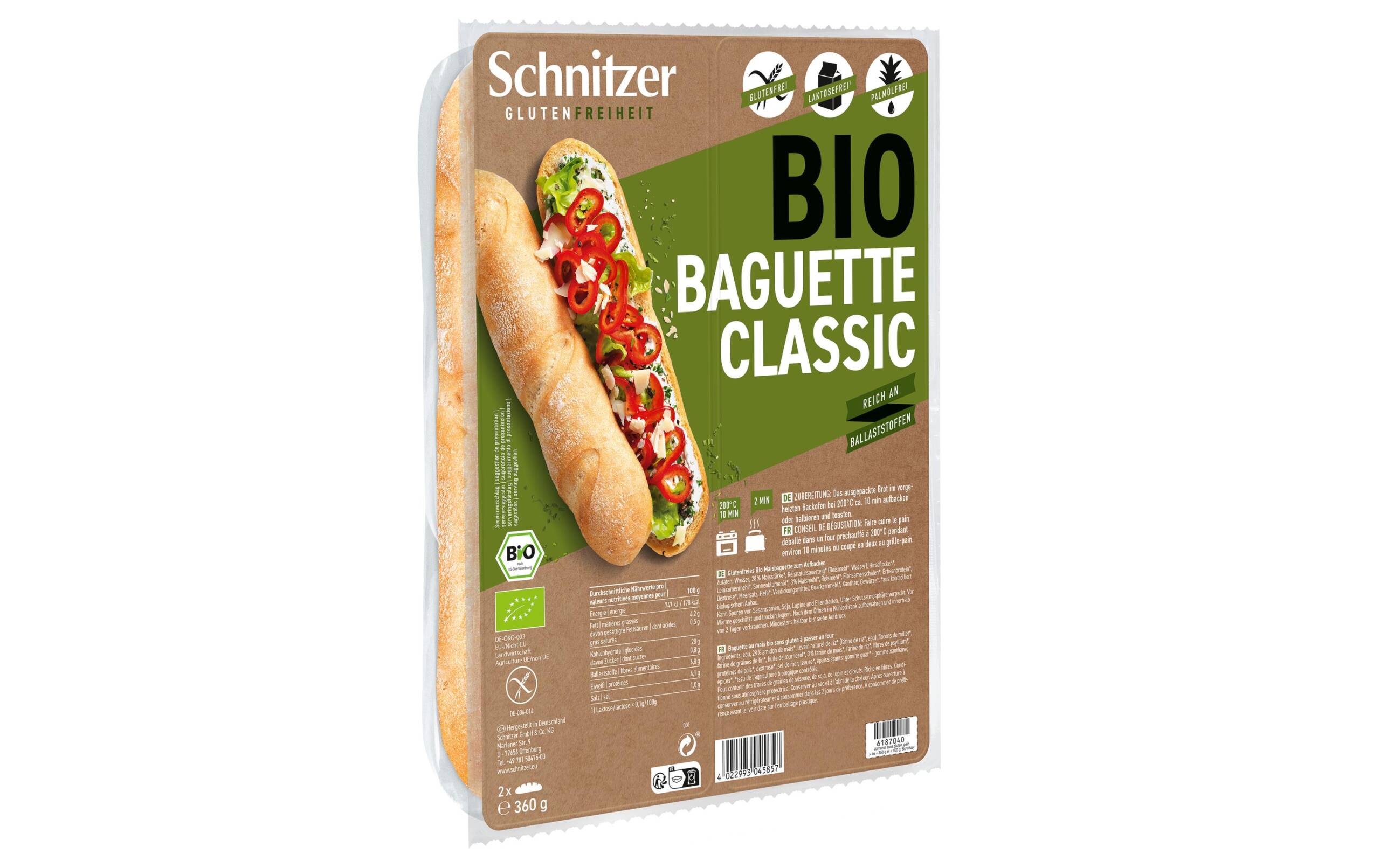 Bio Baguette classic 2 Aufbackbrote gf 2x180g