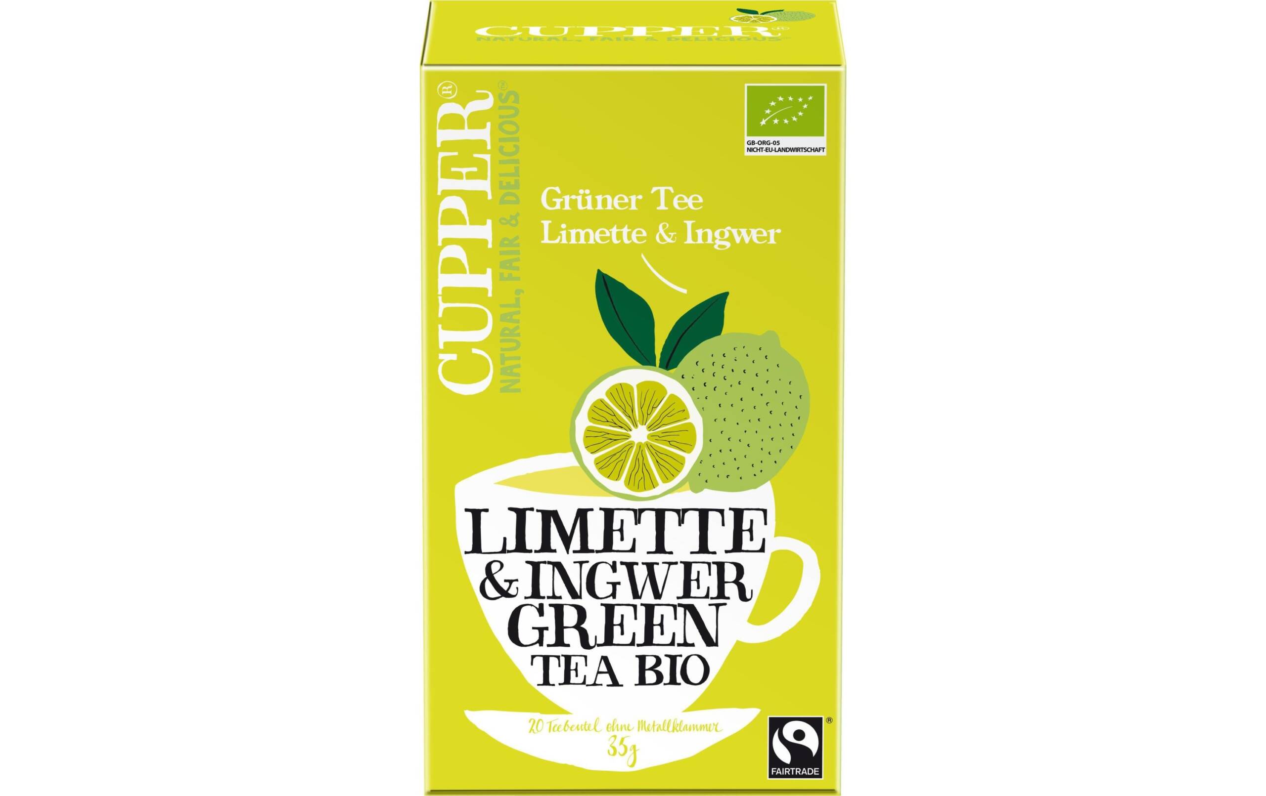 Grüner Tee Limette und Ingwer, Aufg Pack 20 x 1.75 g